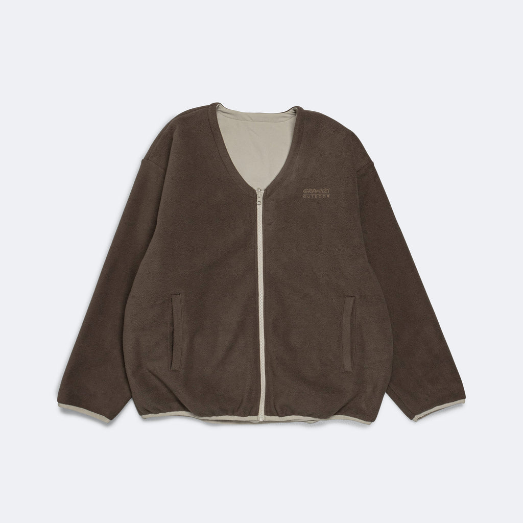 Reversible Fleece Cardigan - Taupe