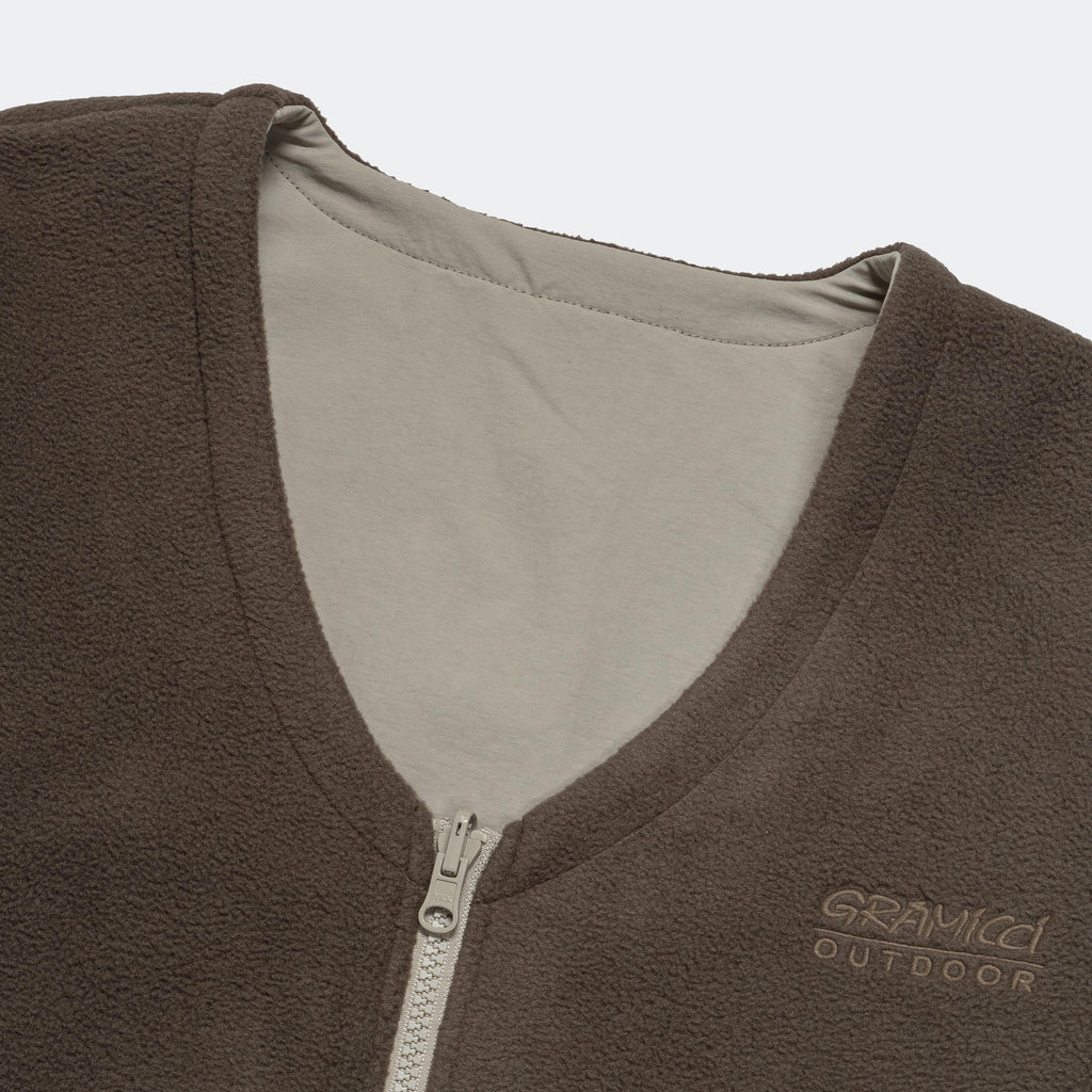Reversible Fleece Cardigan - Taupe