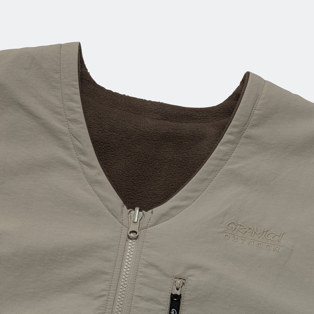 Reversible Fleece Cardigan - Taupe