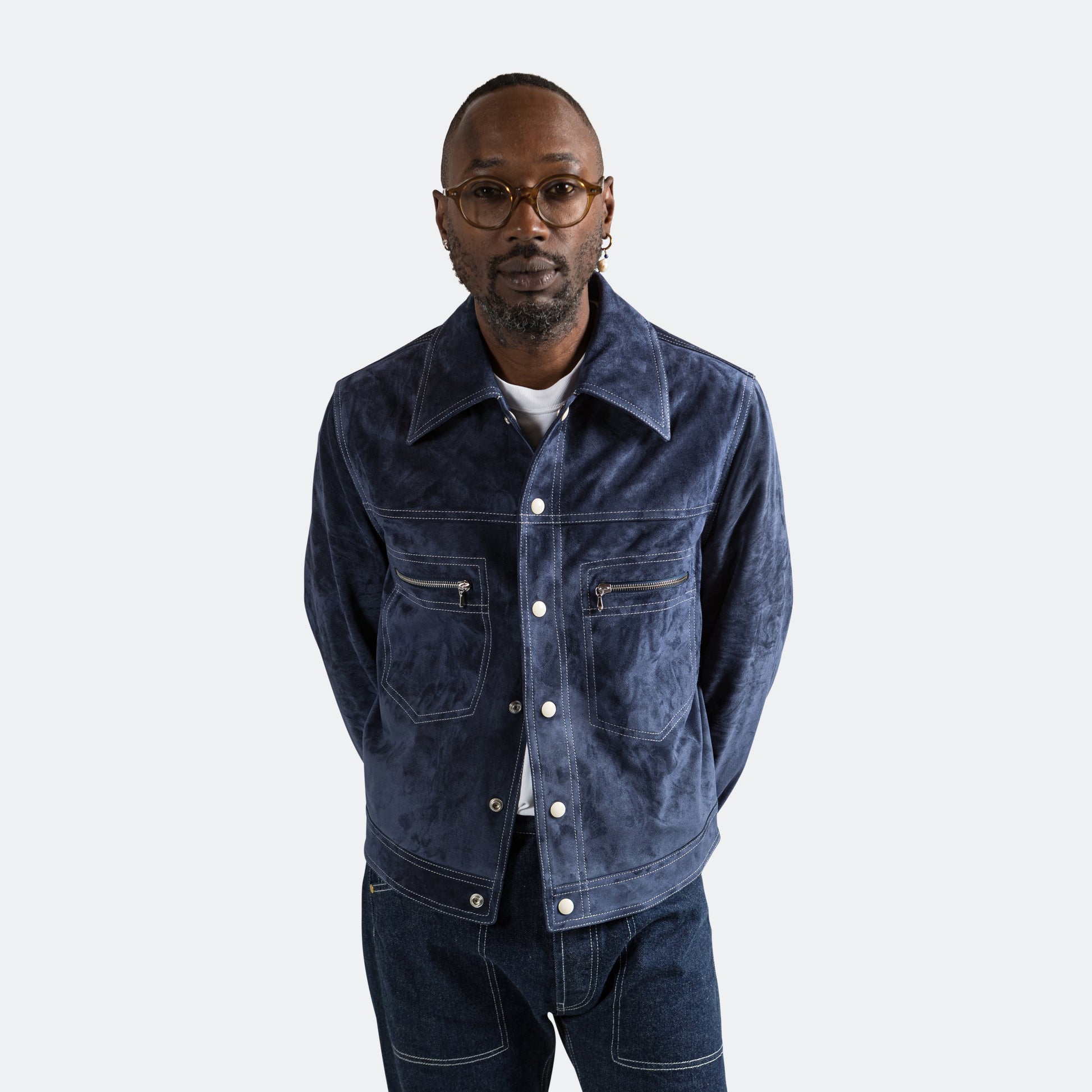 Concord Suede Jacket - Navy Suede