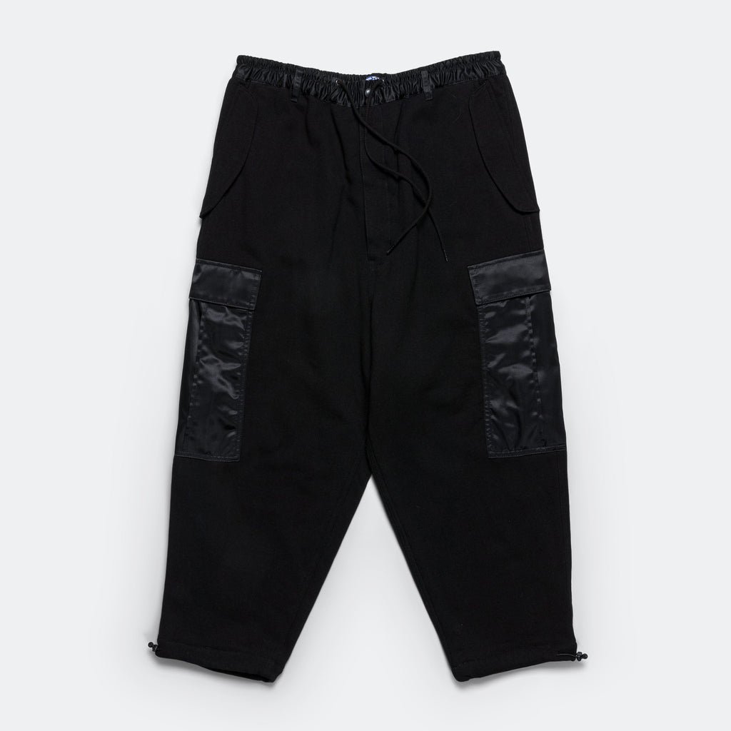 Cotton Terrycloth Nylon Twill Pants - Black