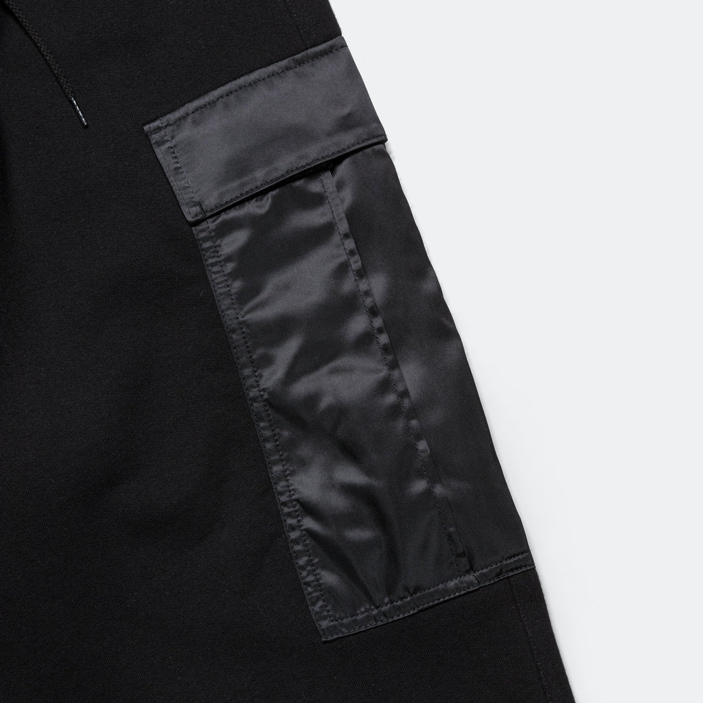 Cotton Terrycloth Nylon Twill Pants - Black