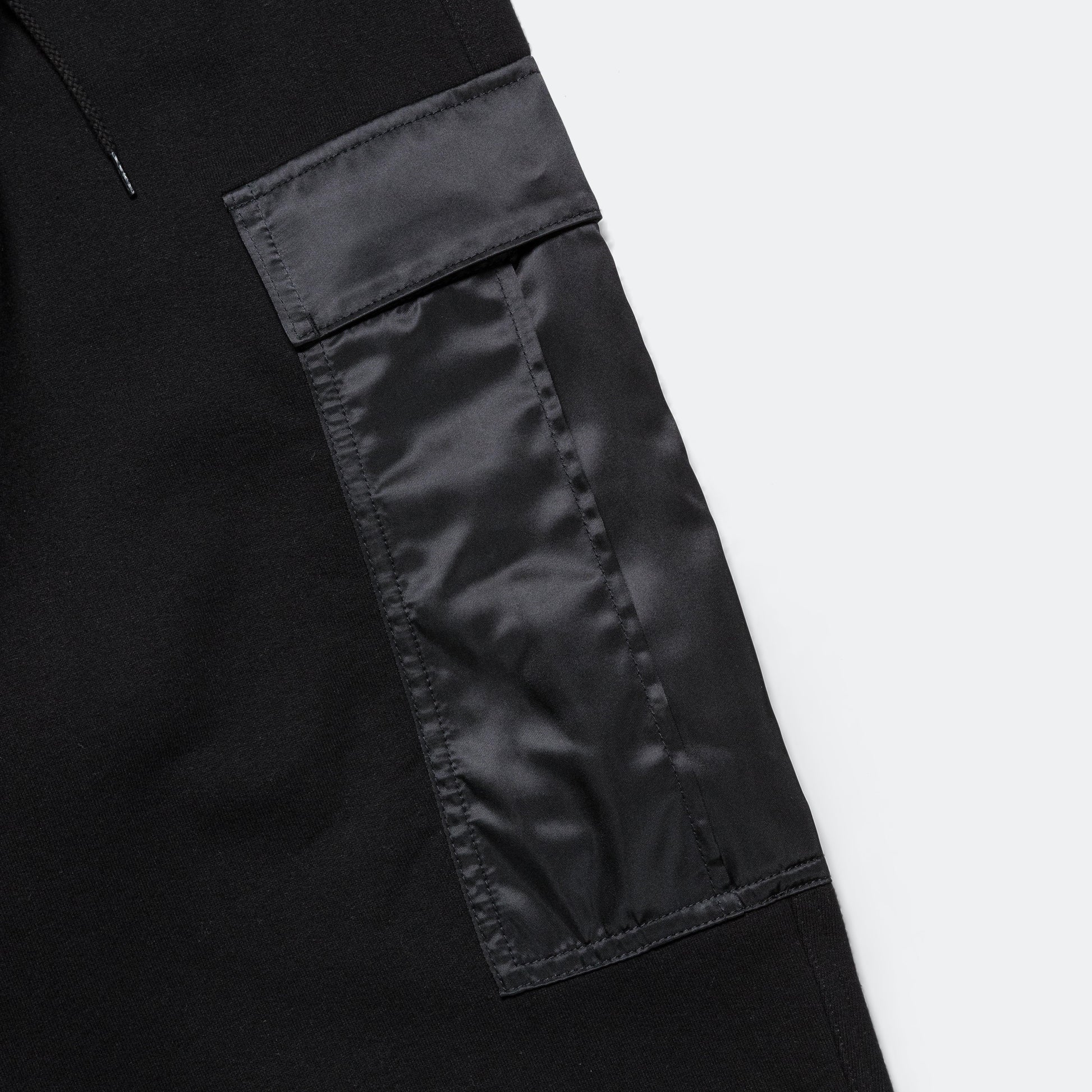 Cotton Terrycloth Nylon Twill Pants - Black