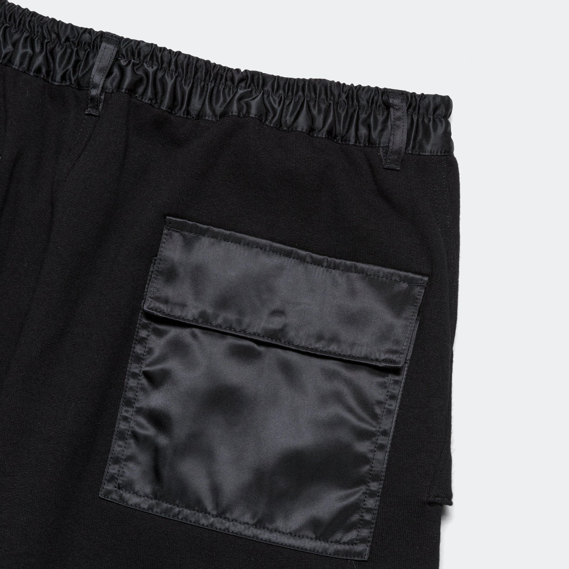 Cotton Terrycloth Nylon Twill Pants - Black