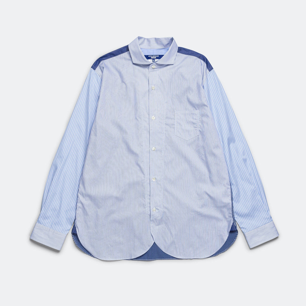 Cotton Stripe x Cotton Broad x Cotton Check Shirt - Sax/White