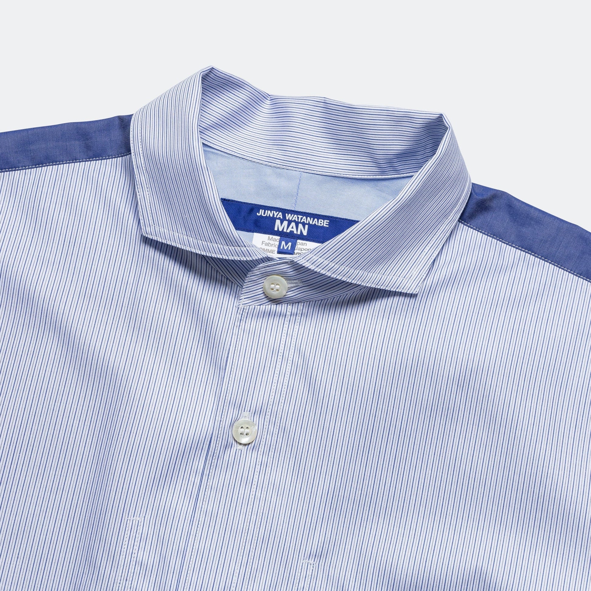 Cotton Stripe x Cotton Broad x Cotton Check Shirt - Sax/White