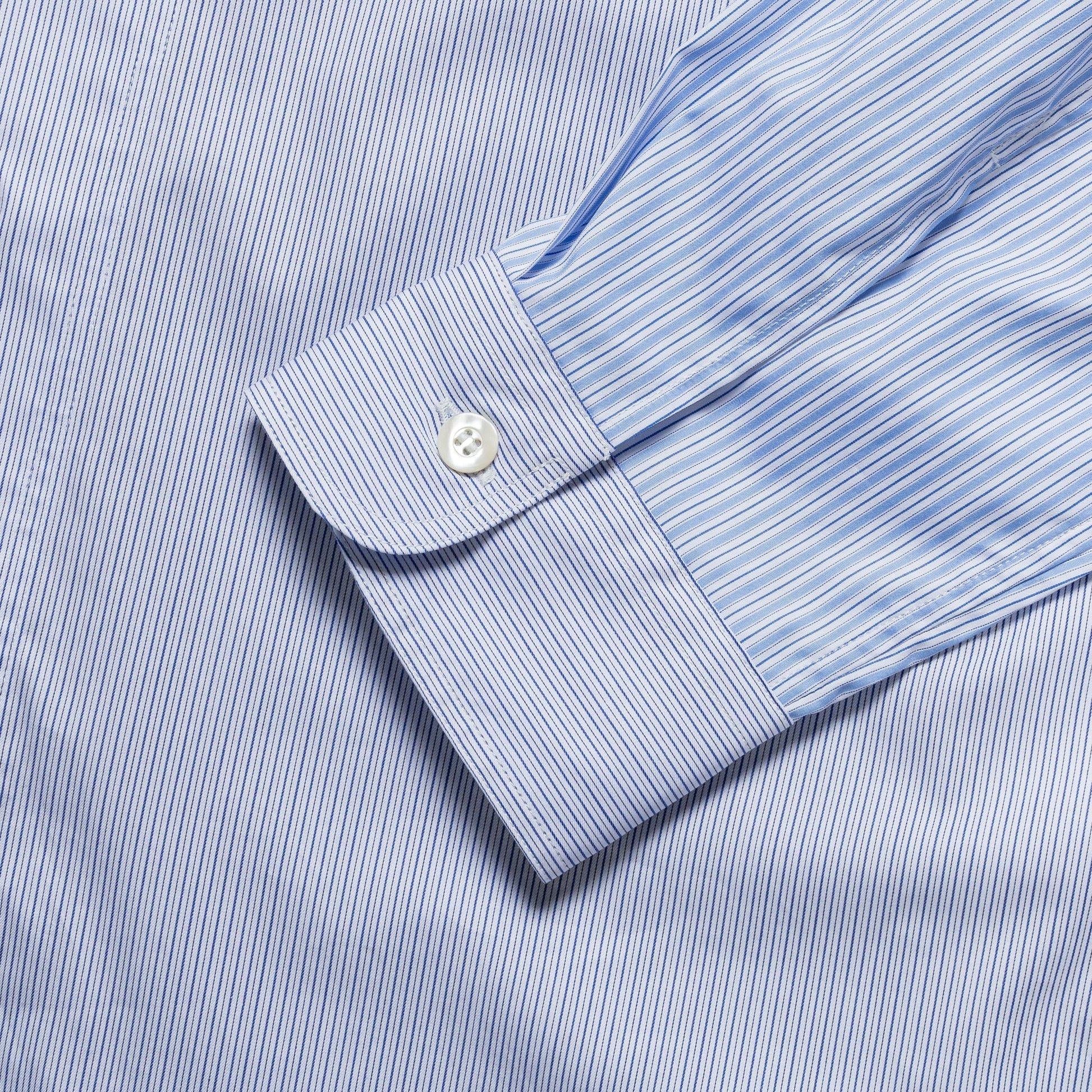 Cotton Stripe x Cotton Broad x Cotton Check Shirt - Sax/White