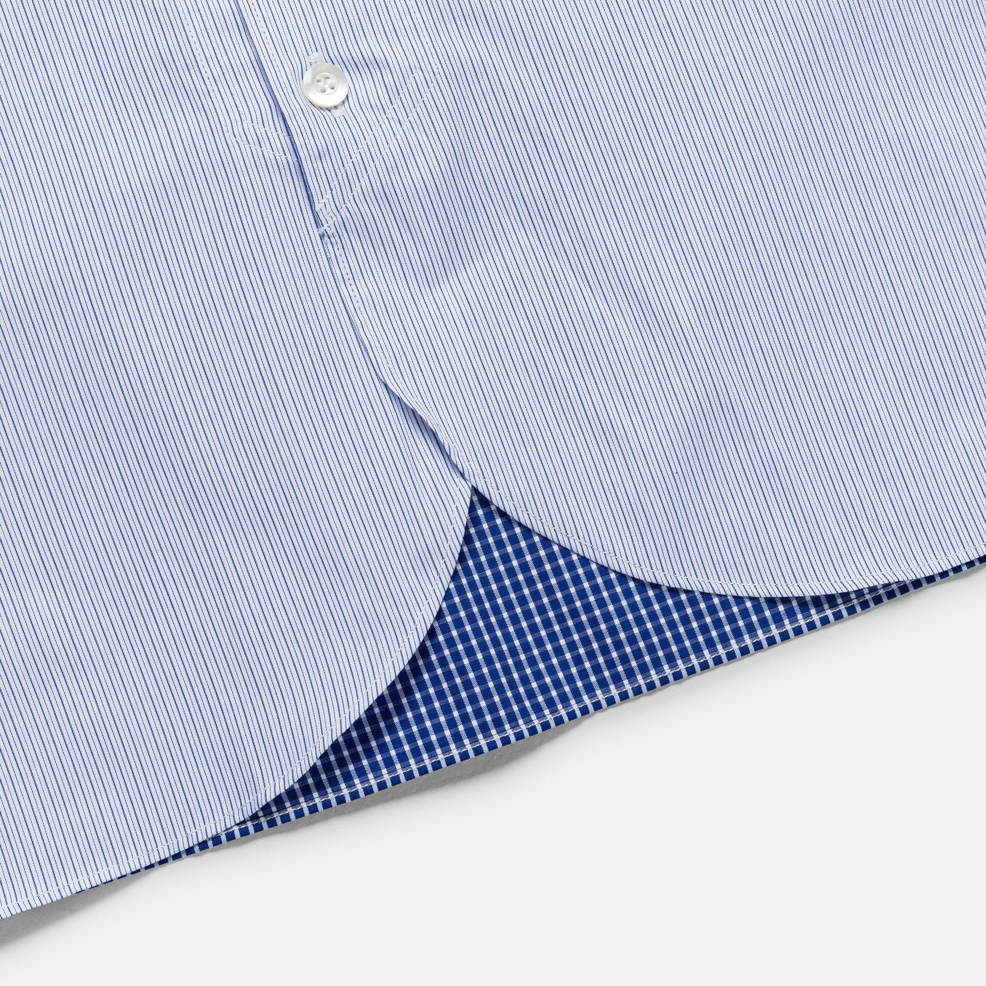 Cotton Stripe x Cotton Broad x Cotton Check Shirt - Sax/White