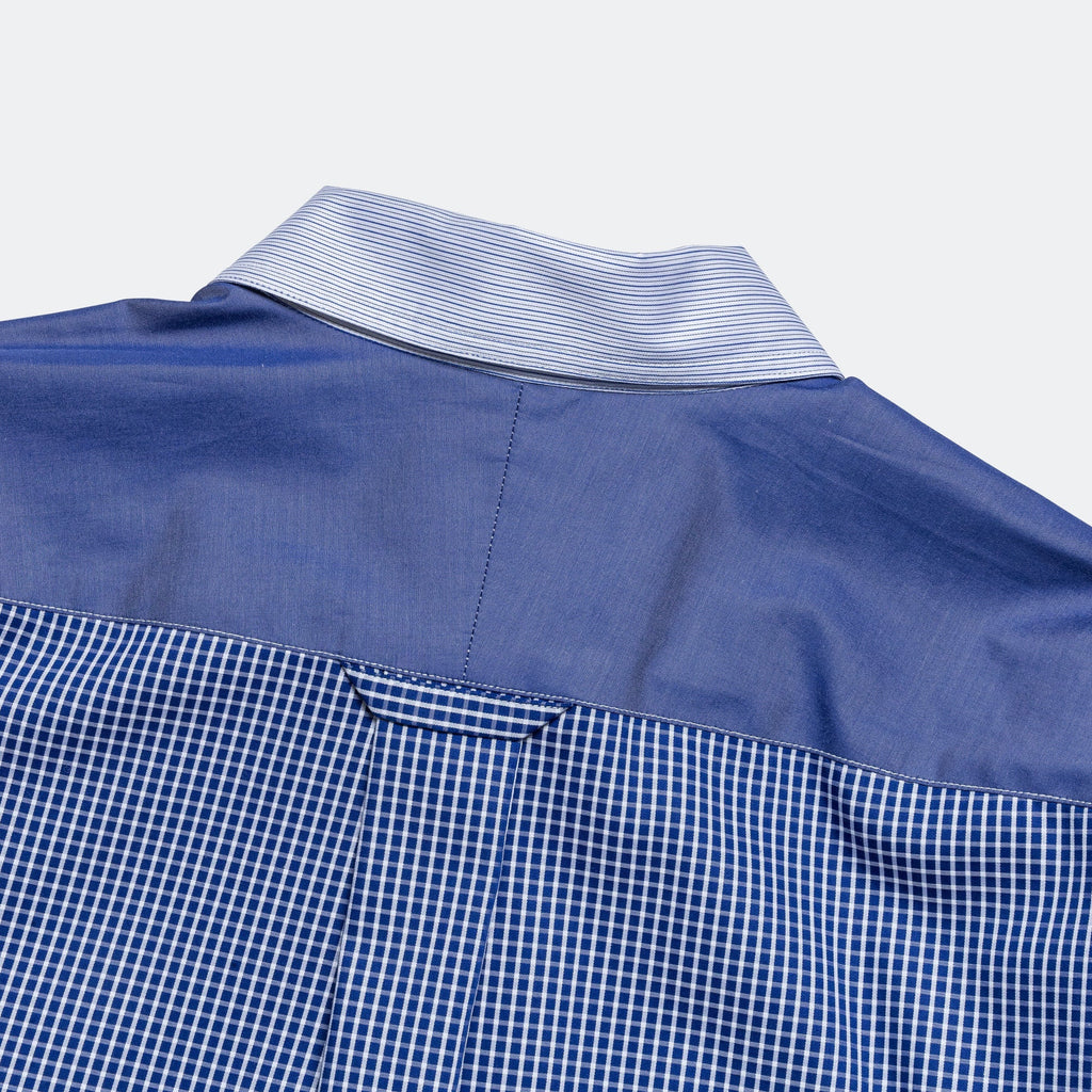 Cotton Stripe x Cotton Broad x Cotton Check Shirt - Sax/White