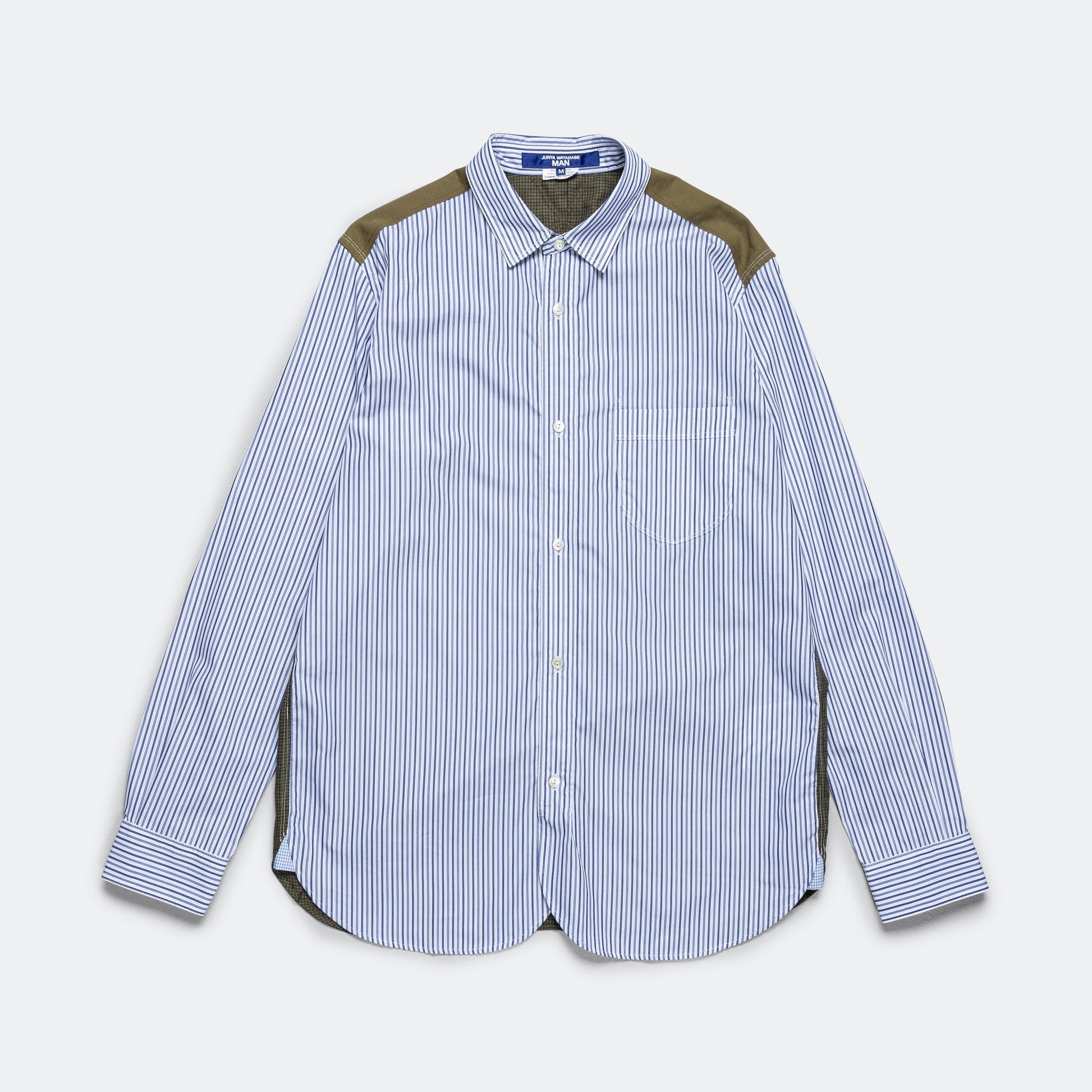 Panelled Stripe x Gun Club Check Shirt - Navy/Sax