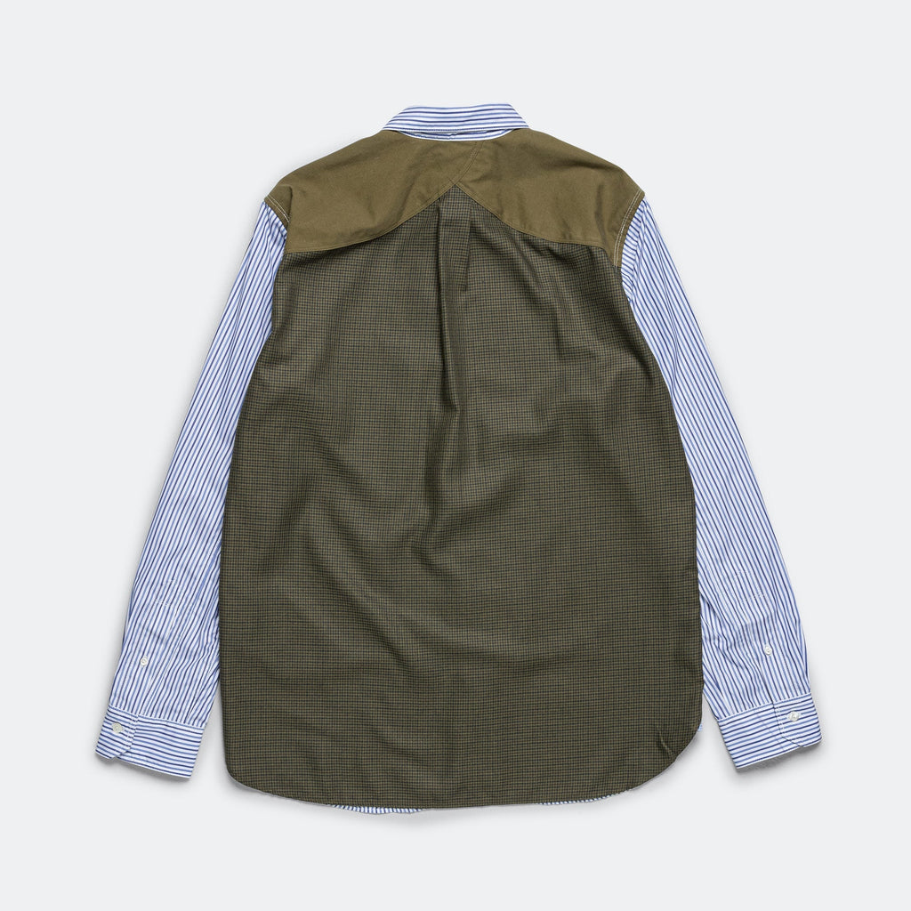 Panelled Stripe x Gun Club Check Shirt - Navy/Sax