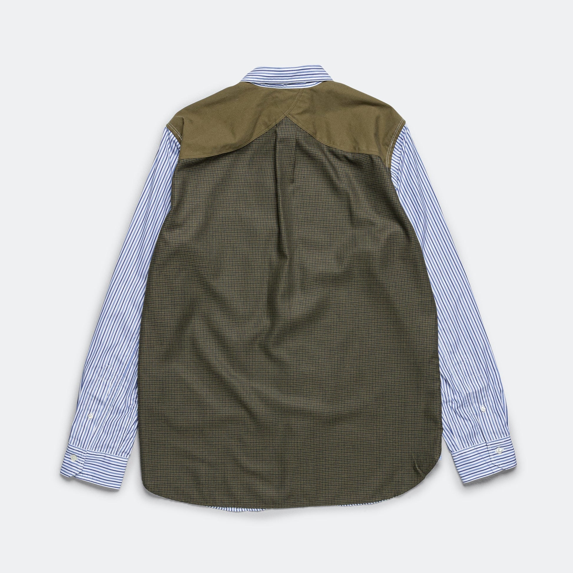Panelled Stripe x Gun Club Check Shirt - Navy/Sax