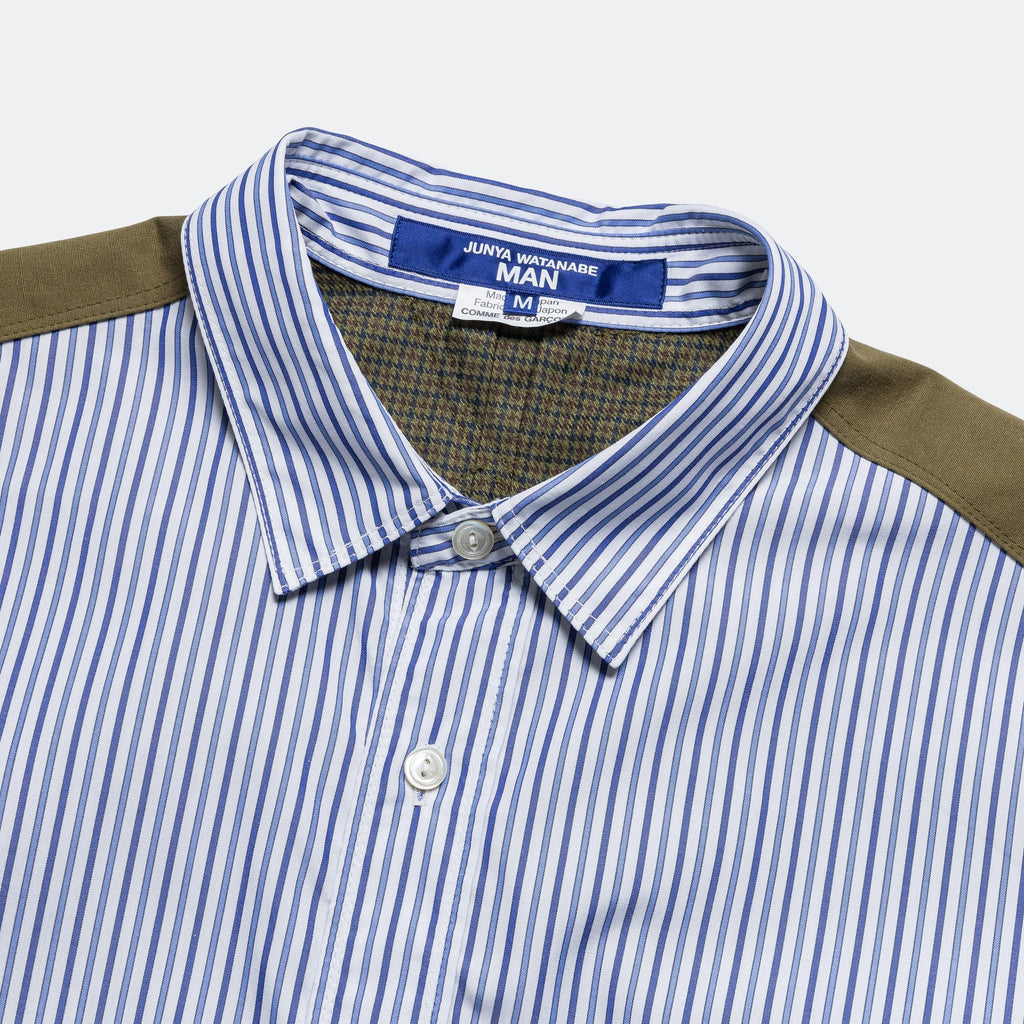 Panelled Stripe x Gun Club Check Shirt - Navy/Sax