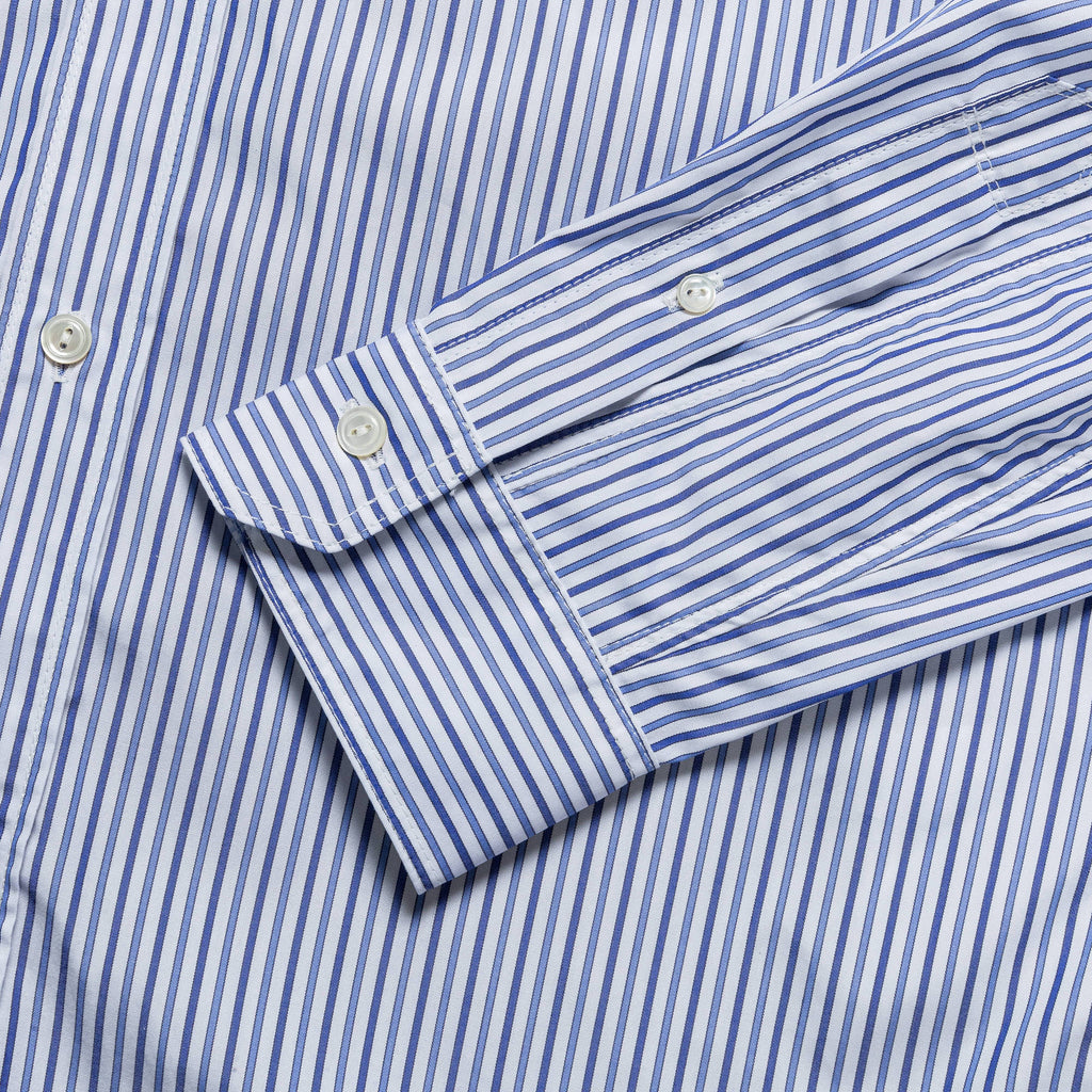Panelled Stripe x Gun Club Check Shirt - Navy/Sax