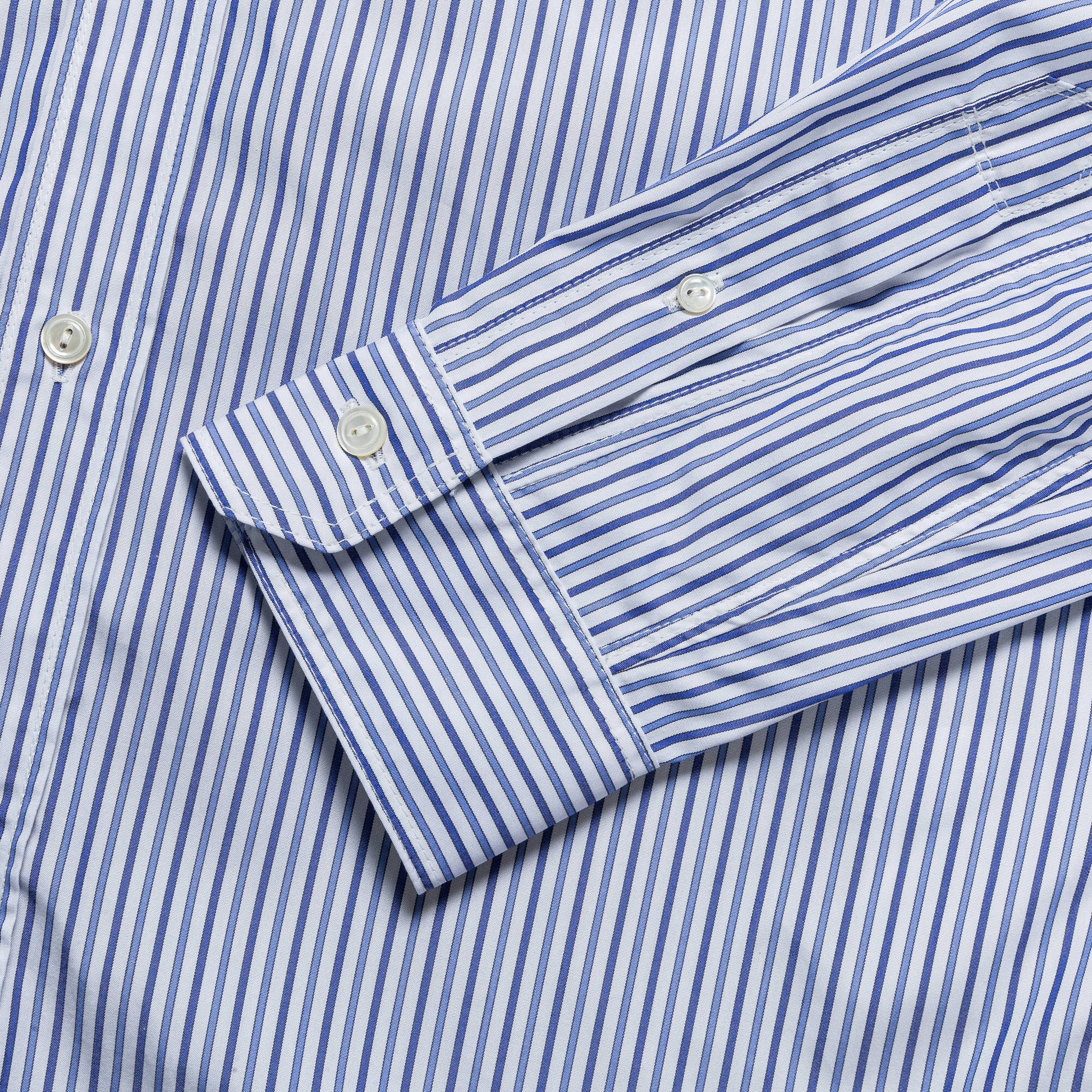 Panelled Stripe x Gun Club Check Shirt - Navy/Sax