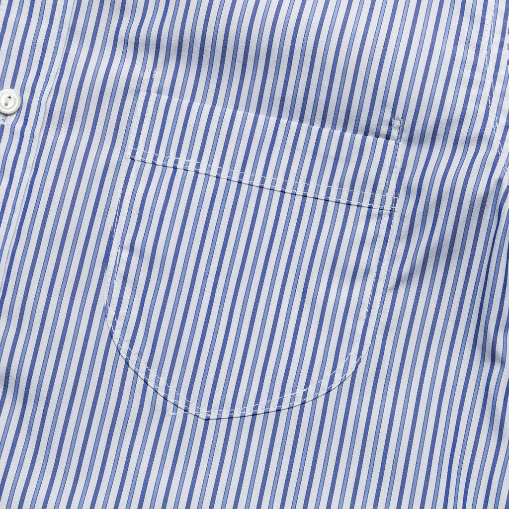 Panelled Stripe x Gun Club Check Shirt - Navy/Sax
