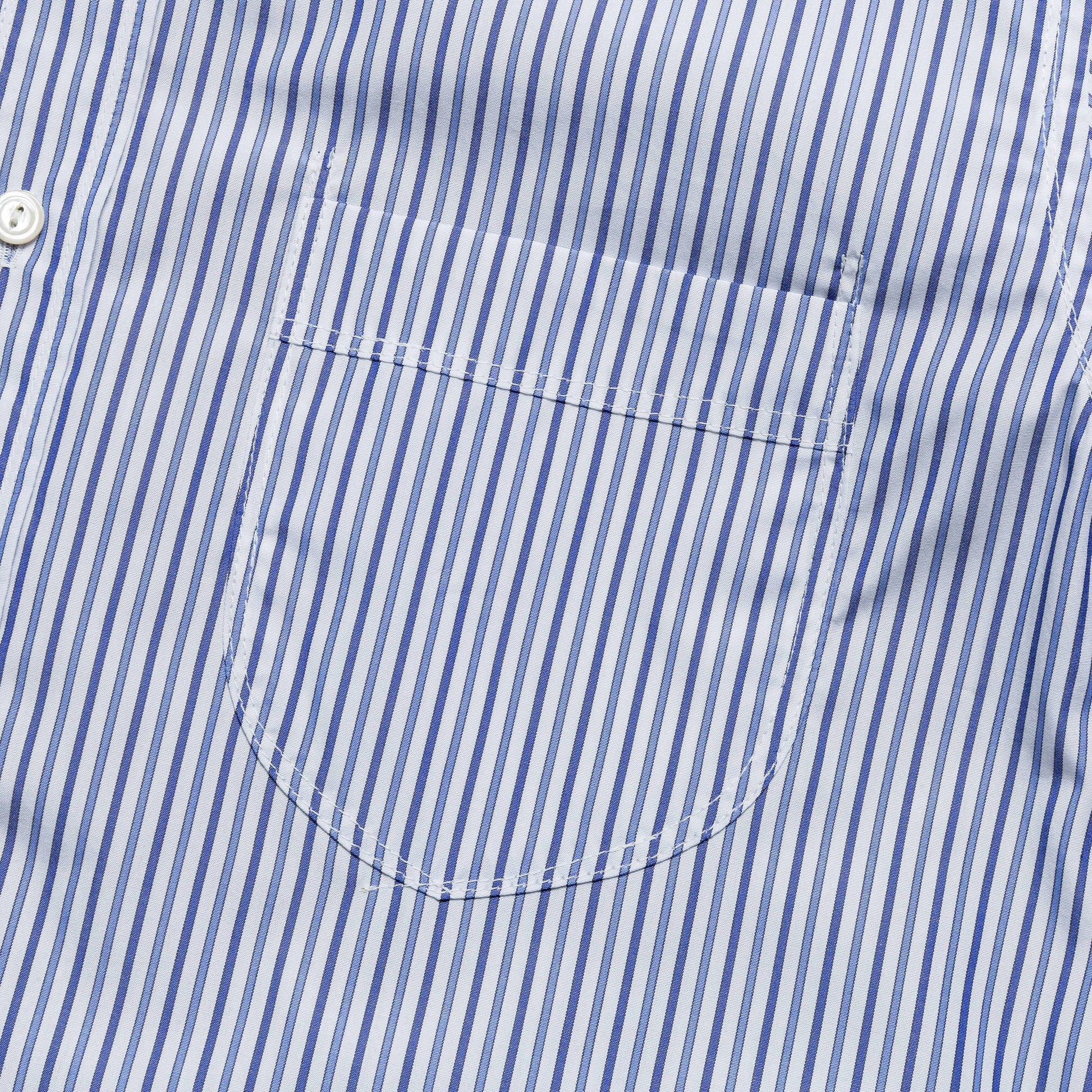 Panelled Stripe x Gun Club Check Shirt - Navy/Sax