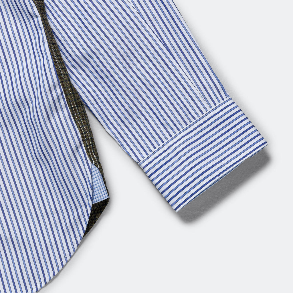 Panelled Stripe x Gun Club Check Shirt - Navy/Sax