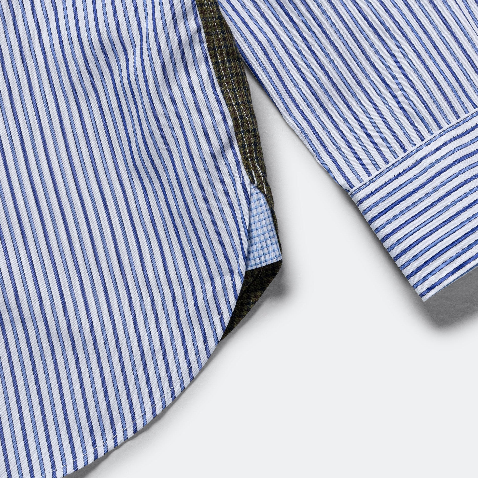 Panelled Stripe x Gun Club Check Shirt - Navy/Sax