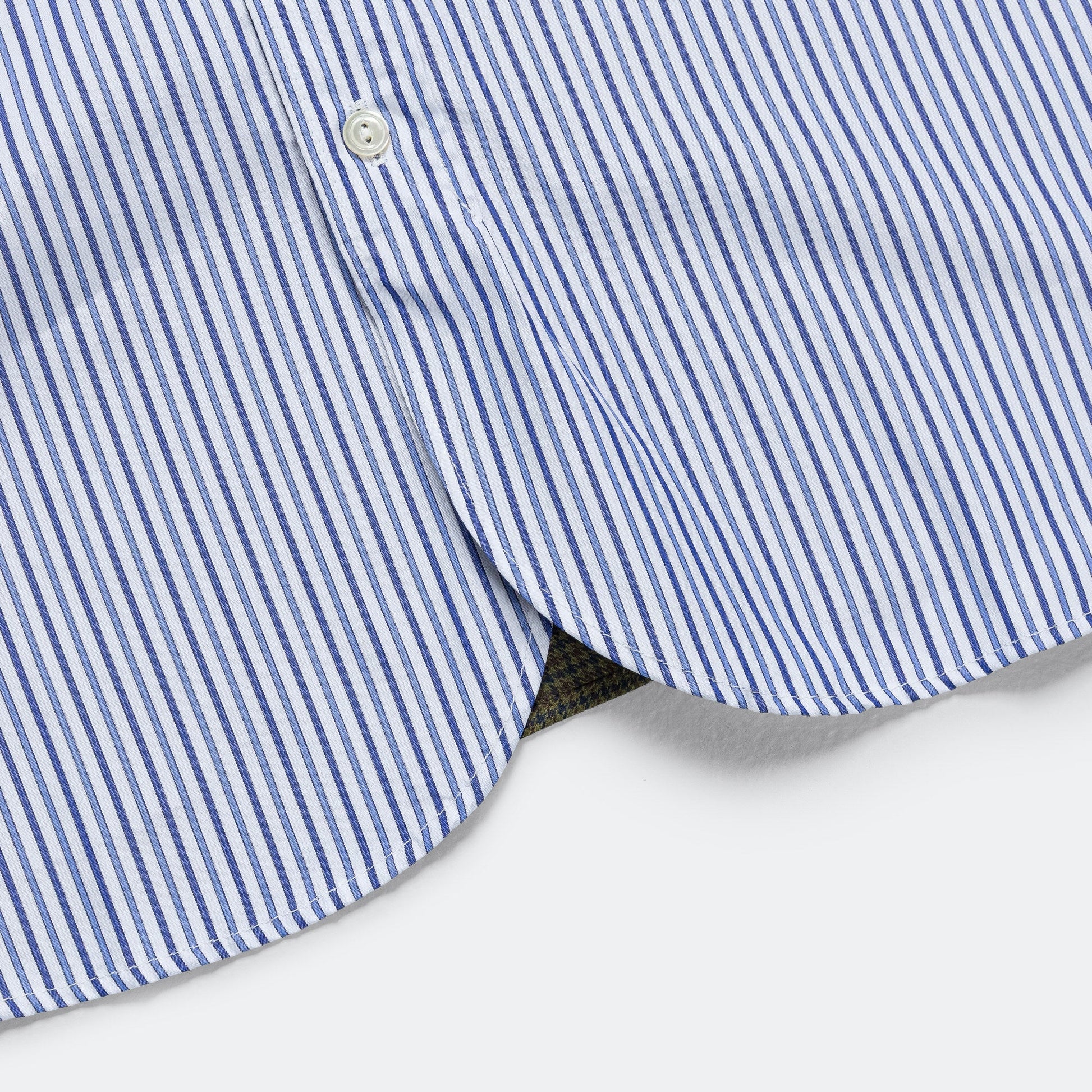 Panelled Stripe x Gun Club Check Shirt - Navy/Sax