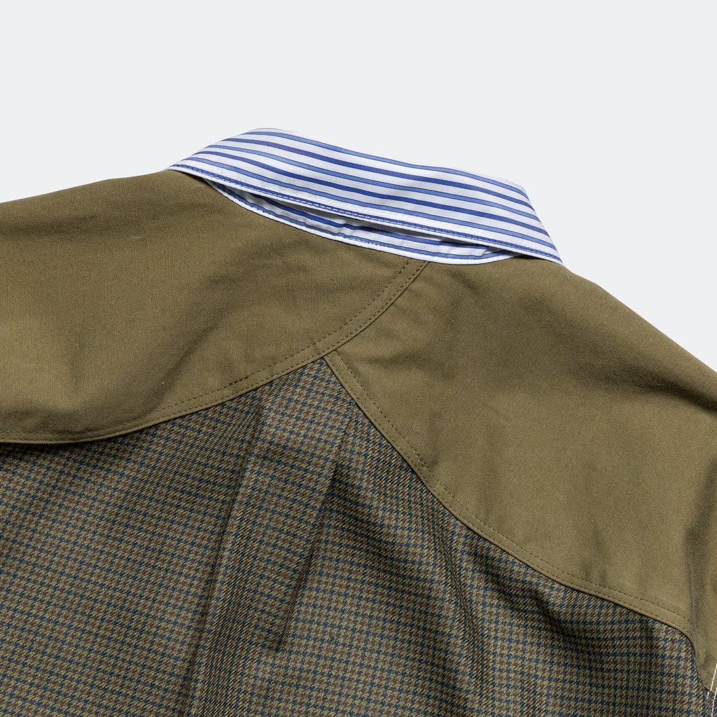 Panelled Stripe x Gun Club Check Shirt - Navy/Sax