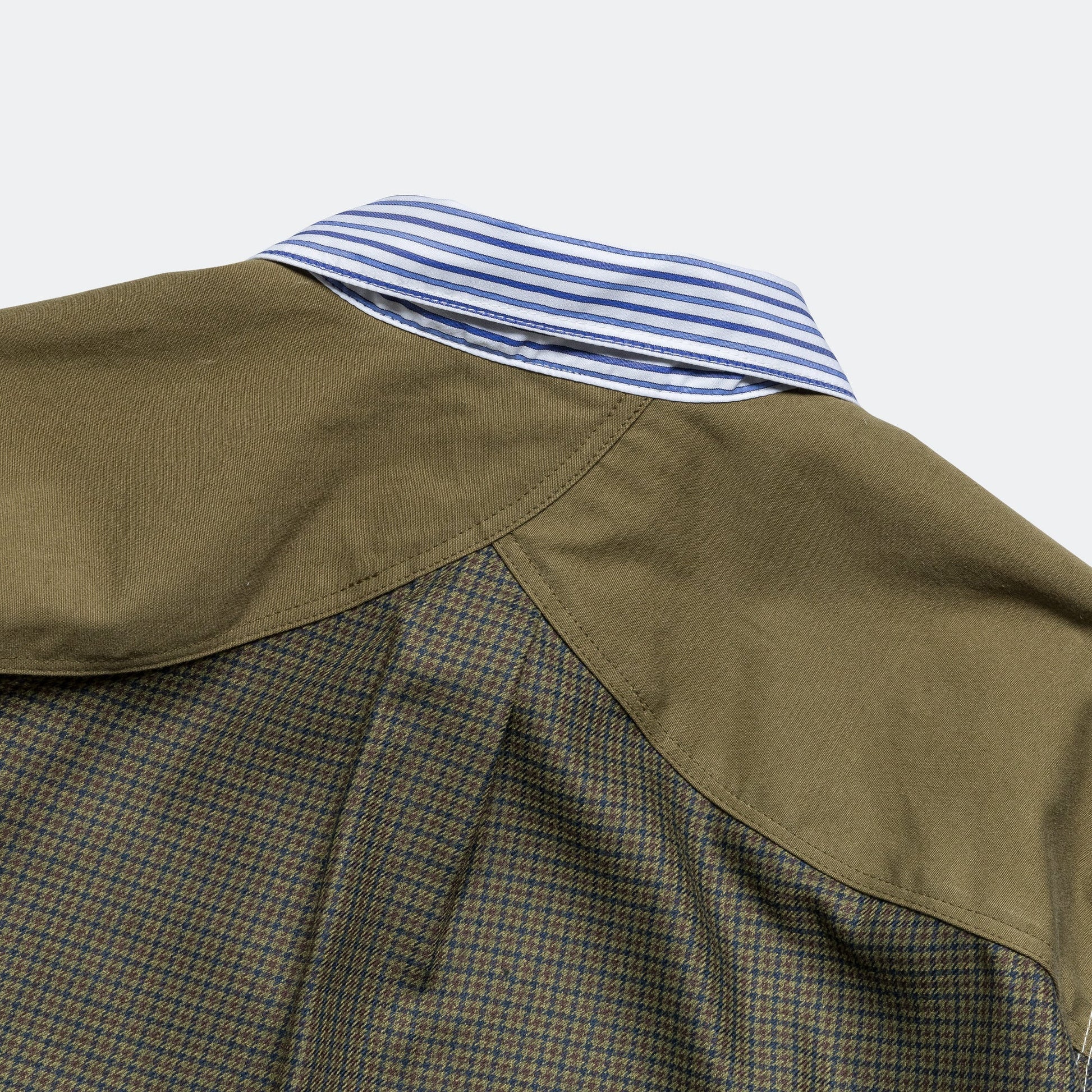 Panelled Stripe x Gun Club Check Shirt - Navy/Sax