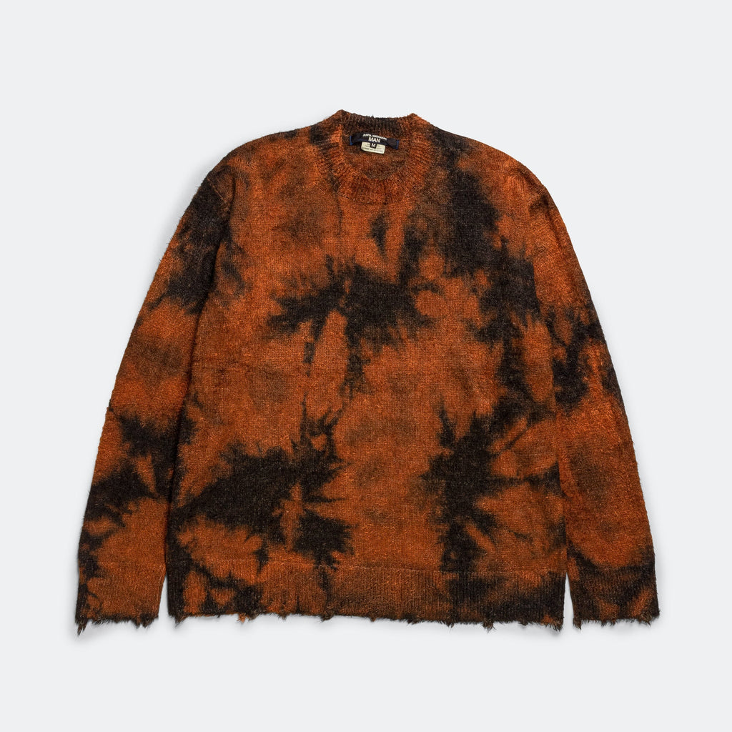 Rayon Mole Yarn Jersey Uneven Dye Knit Crew - Brown/Orange