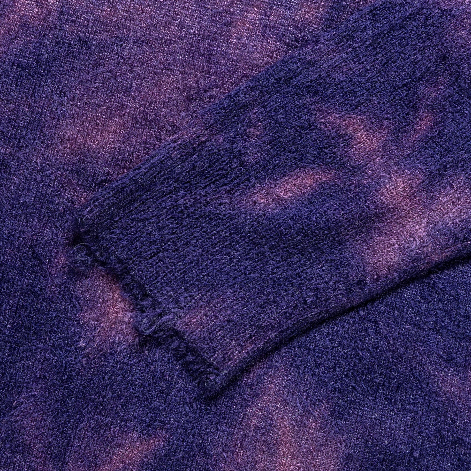 Rayon Mole Yarn Jersey Uneven Dye Knit Crew - Navy/Purple
