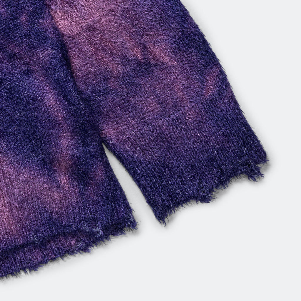 Rayon Mole Yarn Jersey Uneven Dye Knit Crew - Navy/Purple