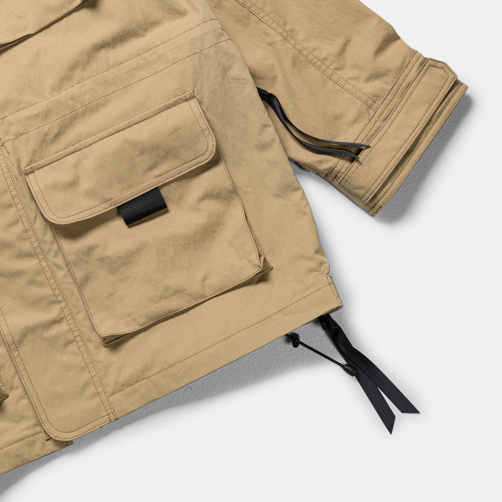 Cotton Canvas Multi Pocket Parka - Beige
