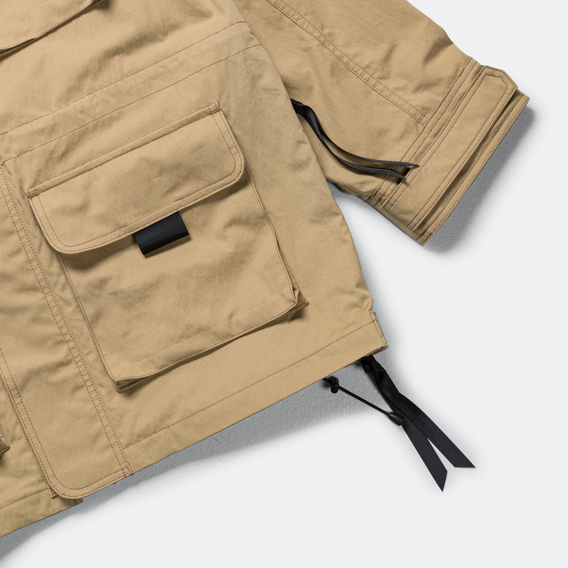Cotton Canvas Multi Pocket Parka - Beige