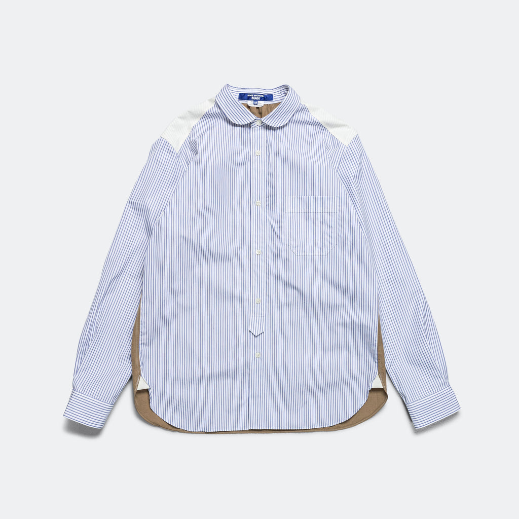 Cotton Stripe x Cotton Linen Shirt - White/Blue