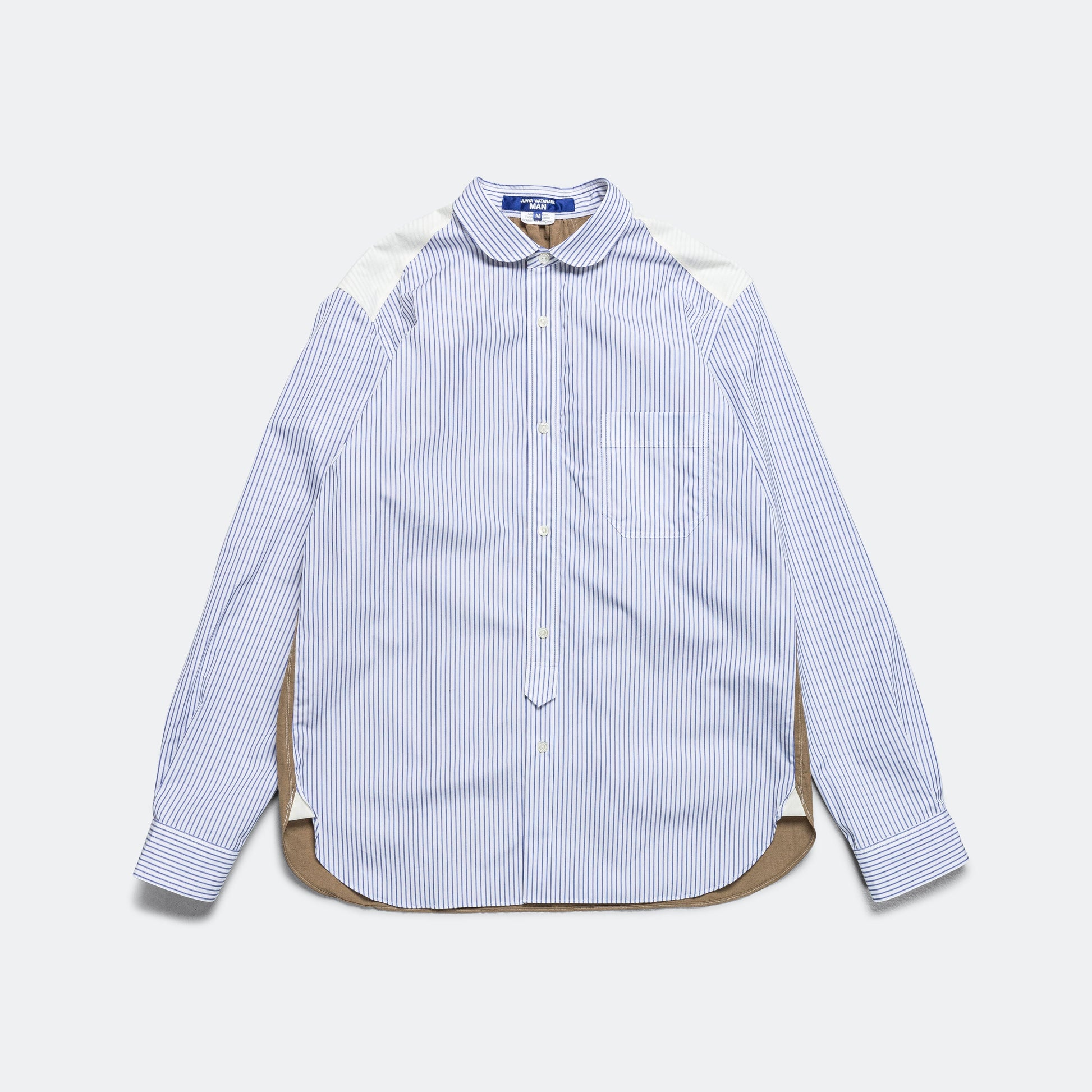 Cotton Stripe x Cotton Linen Shirt - White/Blue
