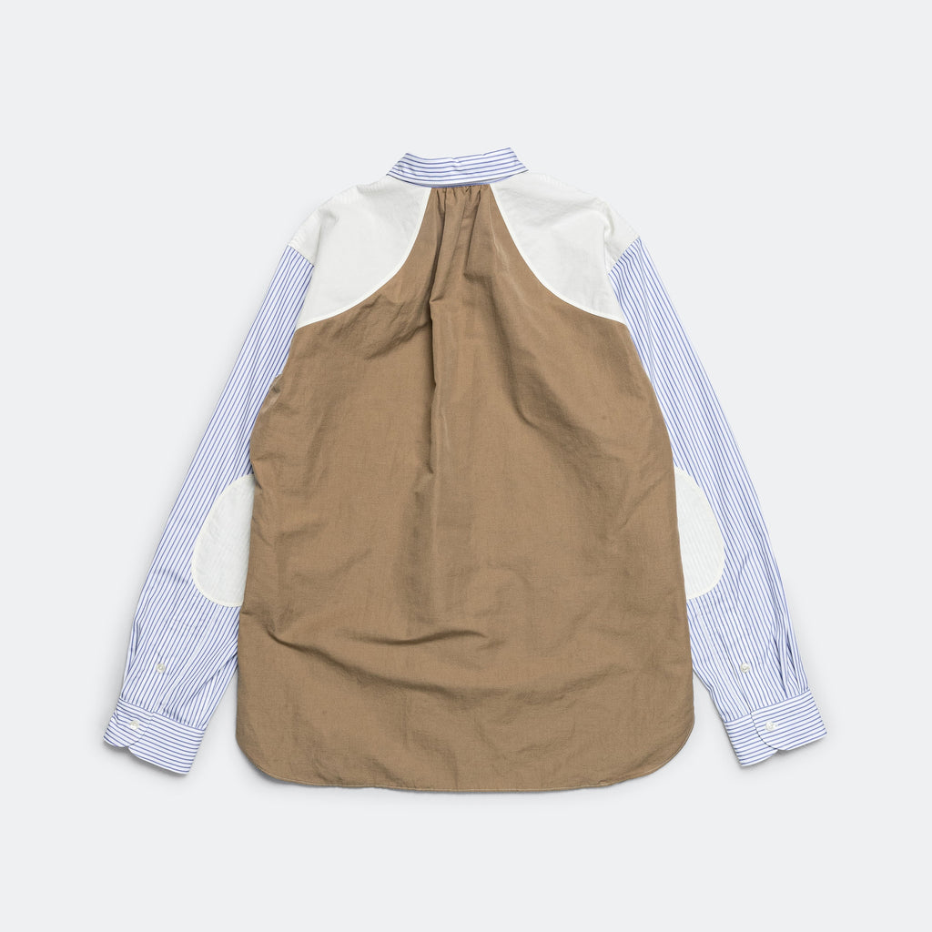 Cotton Stripe x Cotton Linen Shirt - White/Blue