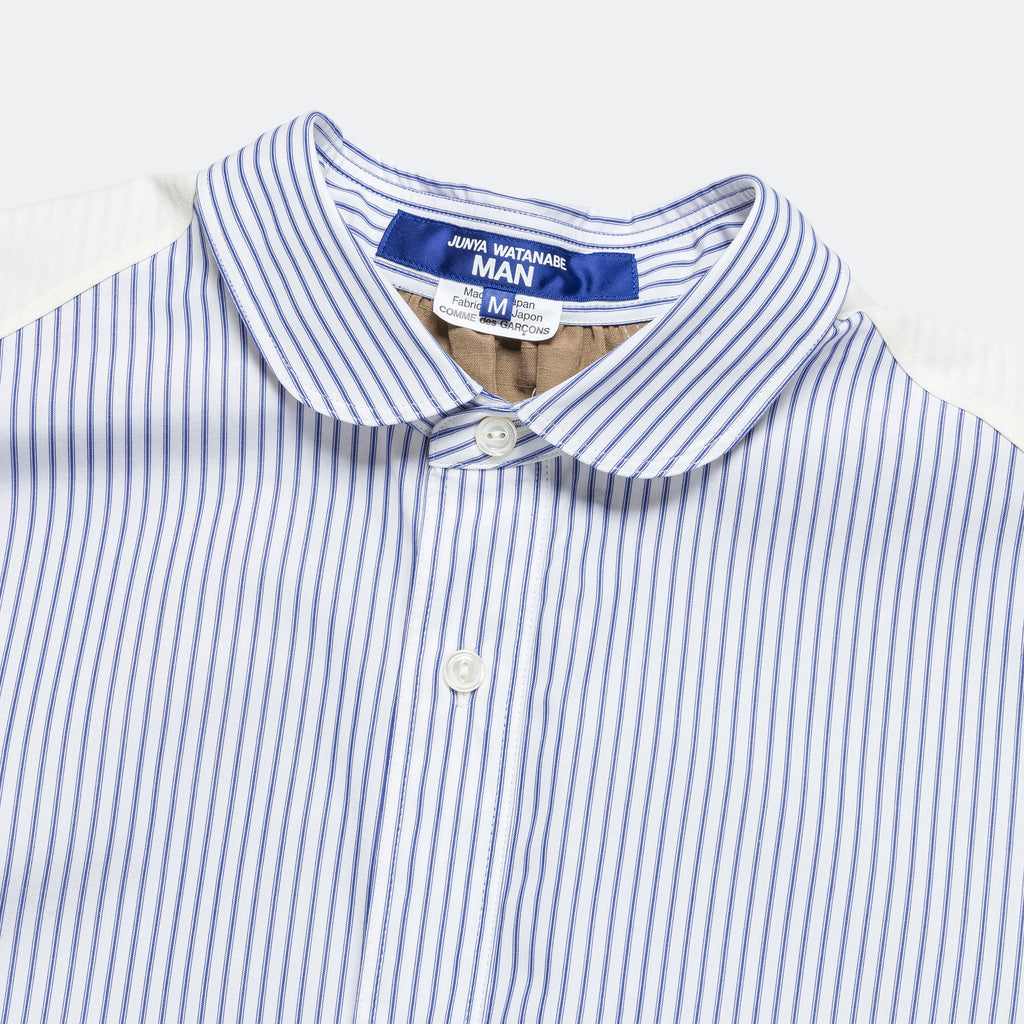 Cotton Stripe x Cotton Linen Shirt - White/Blue