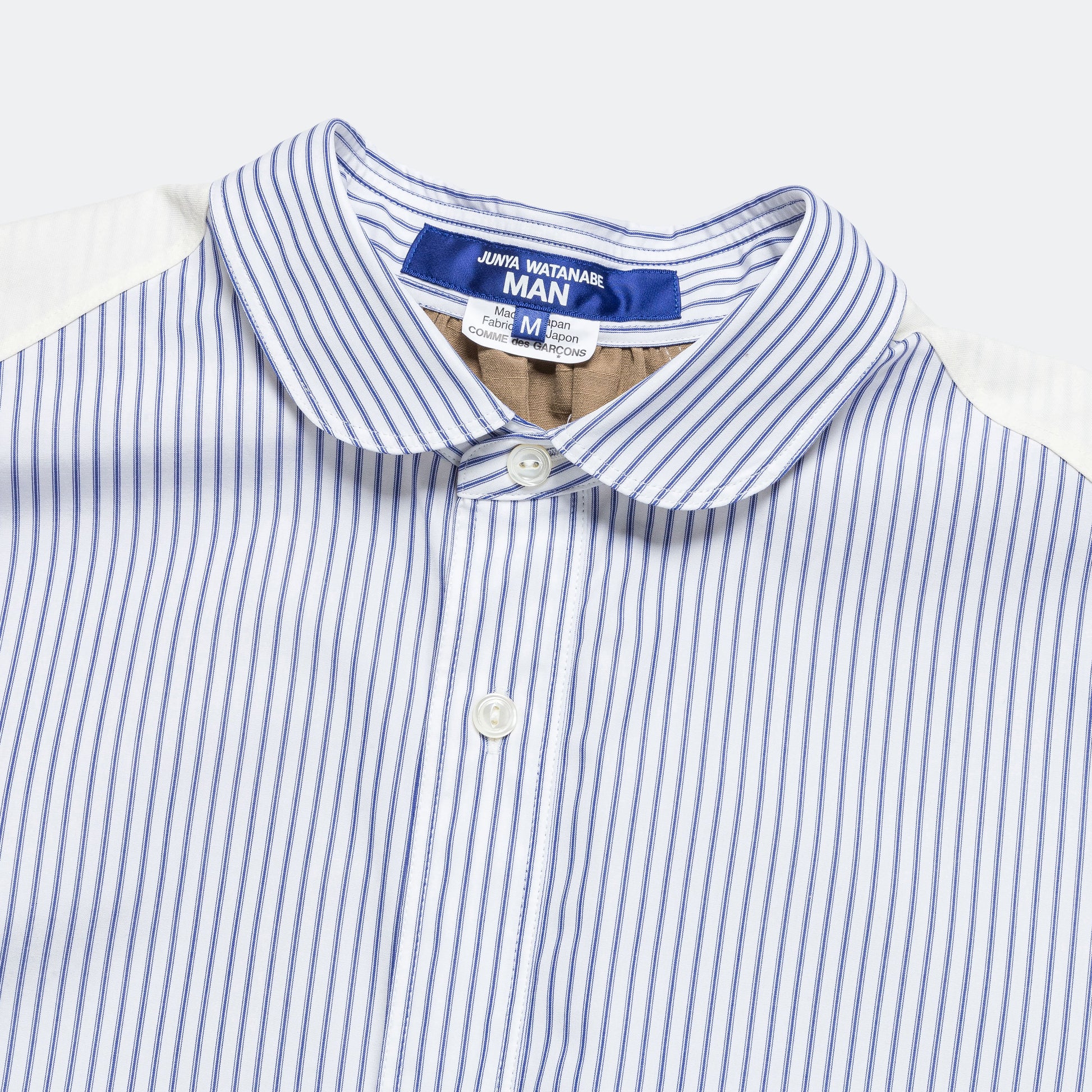 Cotton Stripe x Cotton Linen Shirt - White/Blue