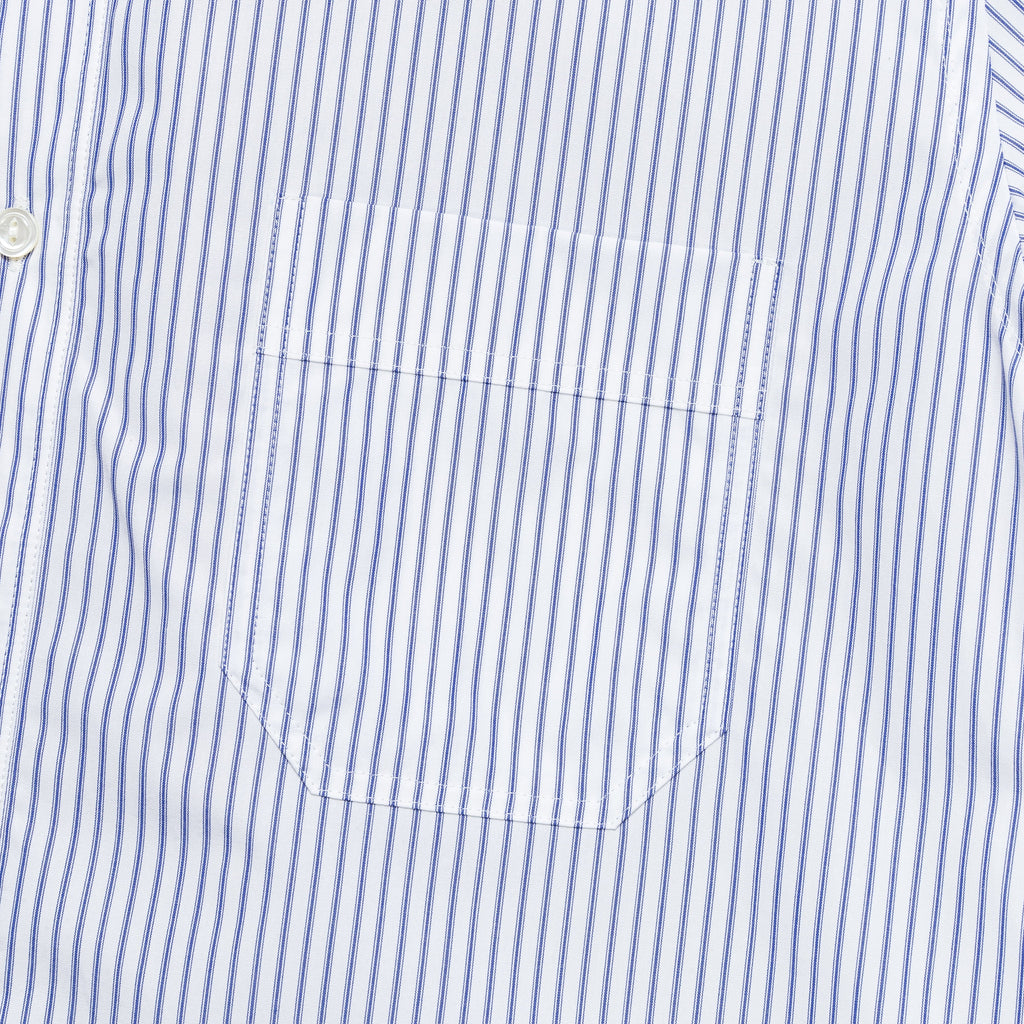 Cotton Stripe x Cotton Linen Shirt - White/Blue