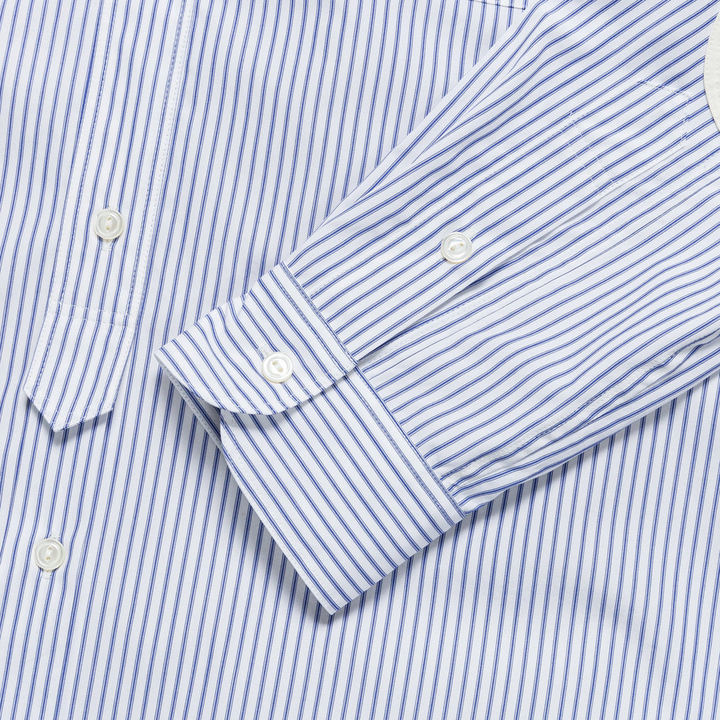 Cotton Stripe x Cotton Linen Shirt - White/Blue