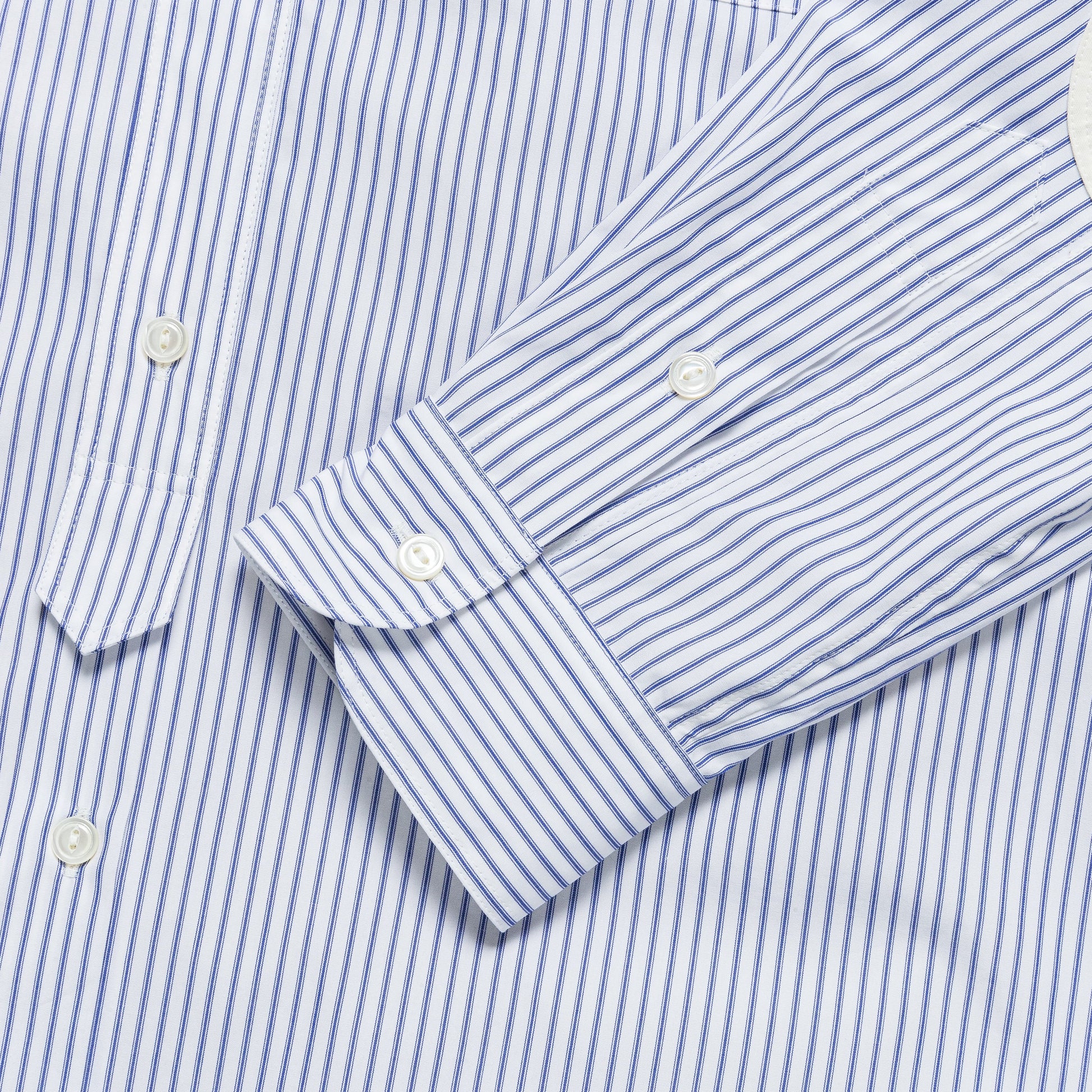 Cotton Stripe x Cotton Linen Shirt - White/Blue