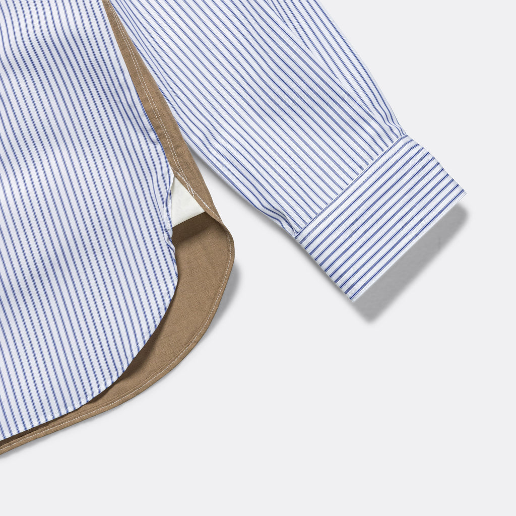 Cotton Stripe x Cotton Linen Shirt - White/Blue