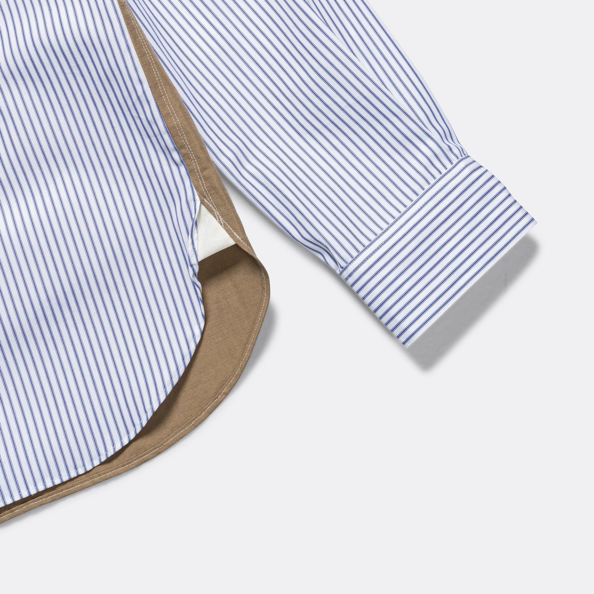 Cotton Stripe x Cotton Linen Shirt - White/Blue