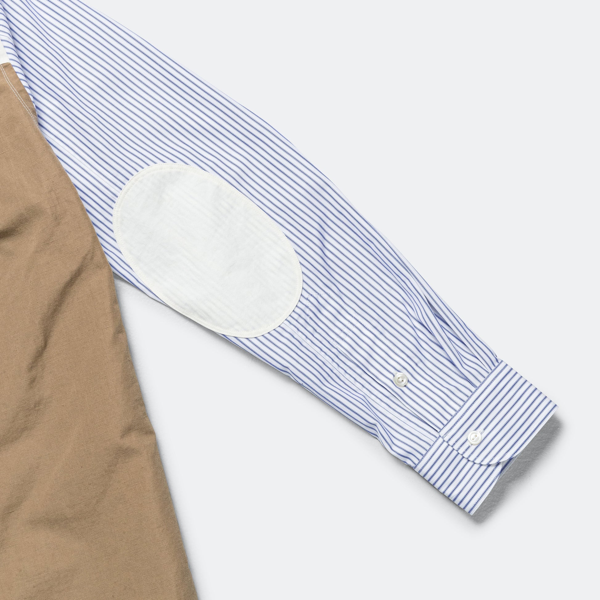 Cotton Stripe x Cotton Linen Shirt - White/Blue