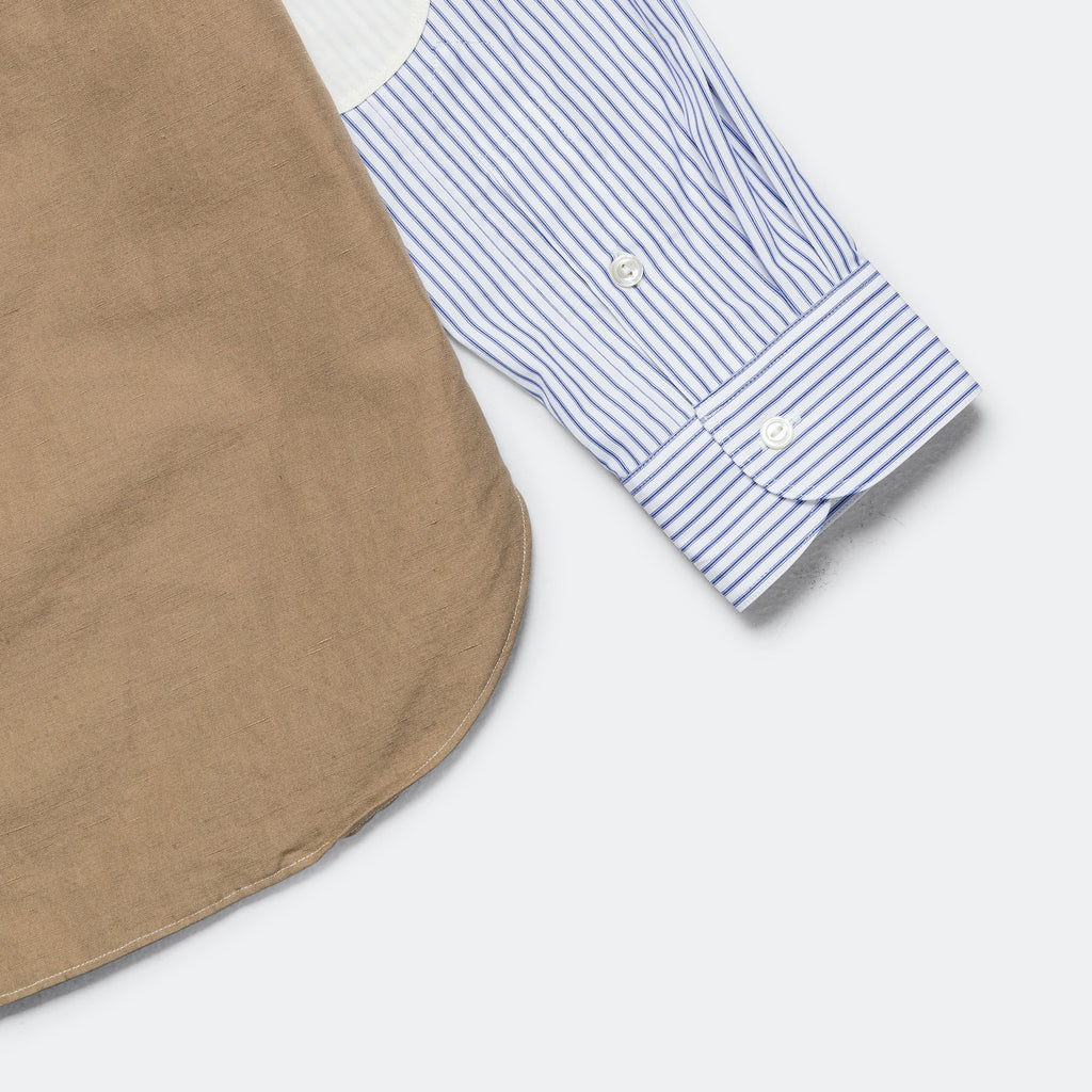 Cotton Stripe x Cotton Linen Shirt - White/Blue