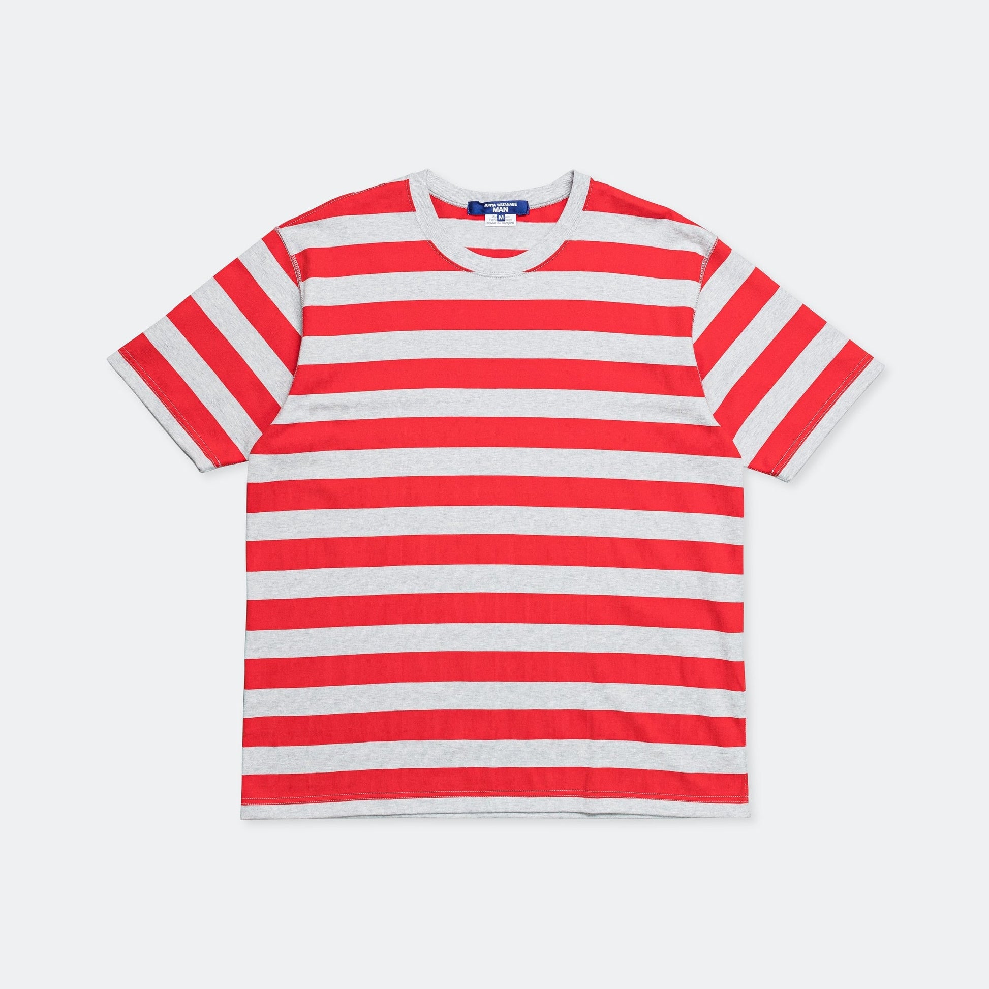 Cotton Jersey Stripe T-Shirt - Grey/Red