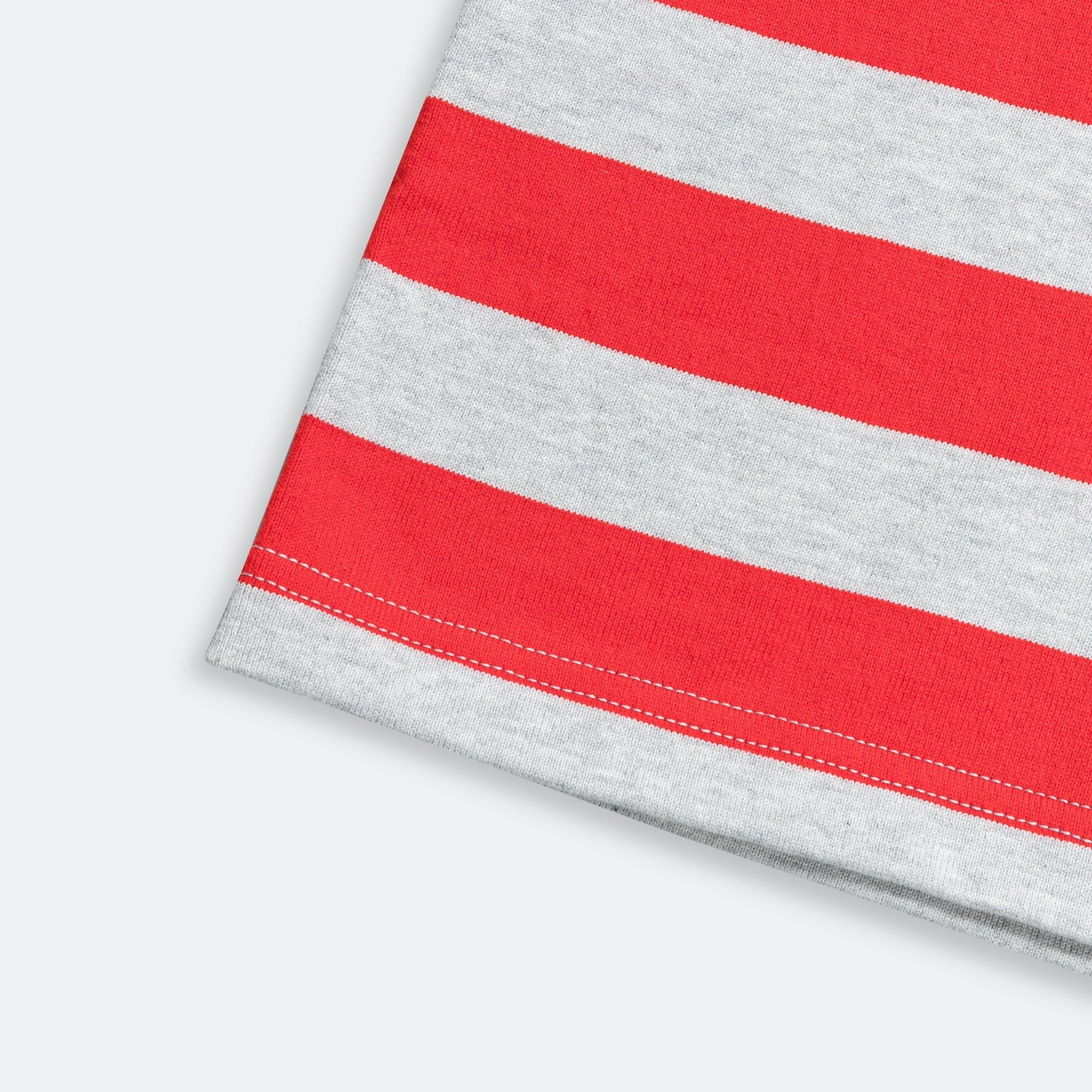 Cotton Jersey Stripe T-Shirt - Grey/Red