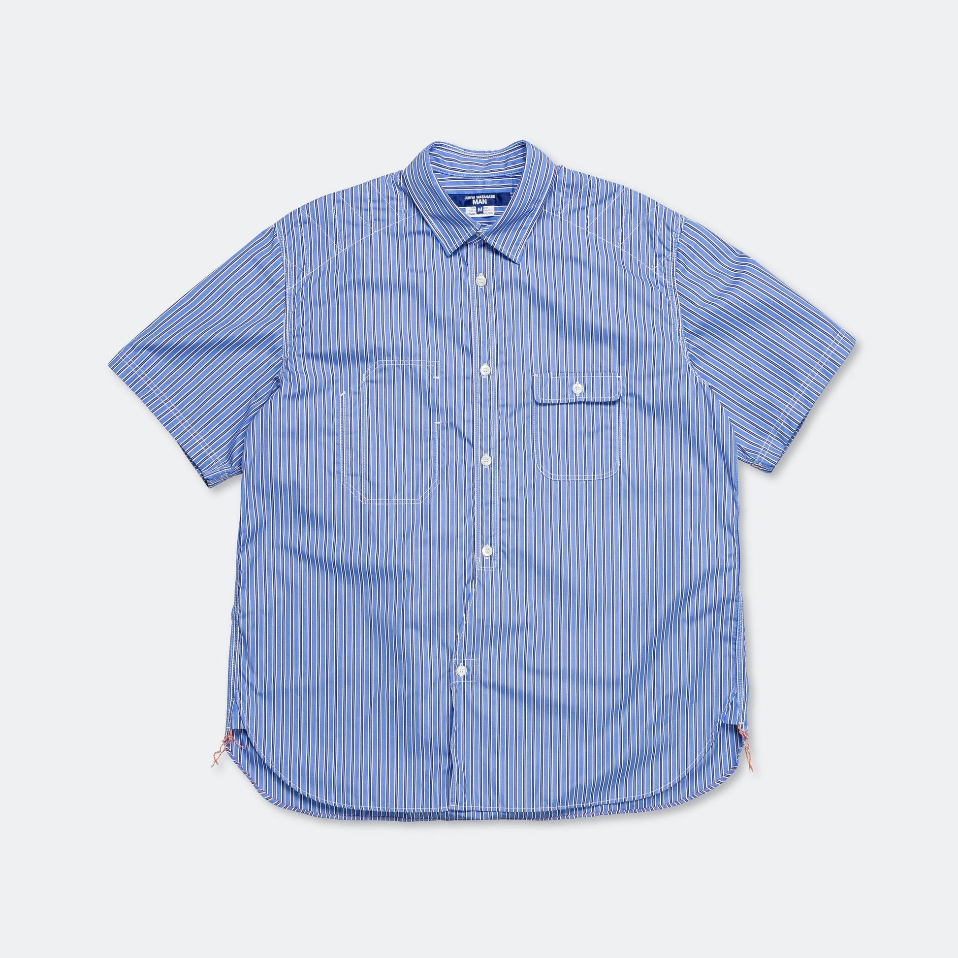 Cotton Stripe Shirt - Sax/White