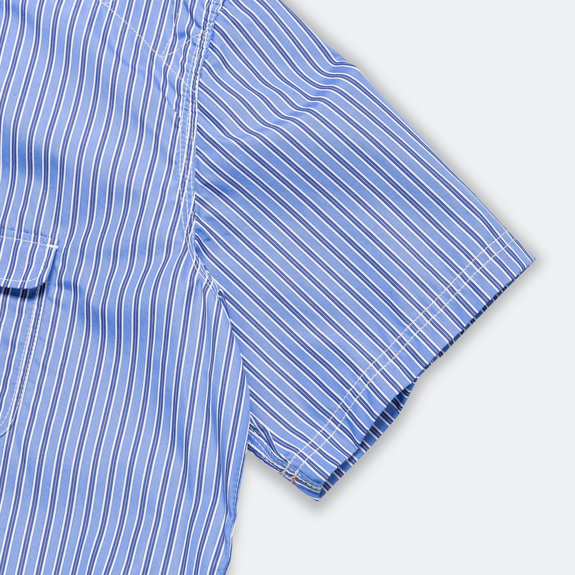 Cotton Stripe Shirt - Sax/White