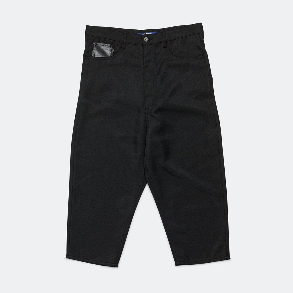 Polyester Heavy Twill × Synthetic Leather Pants - Black