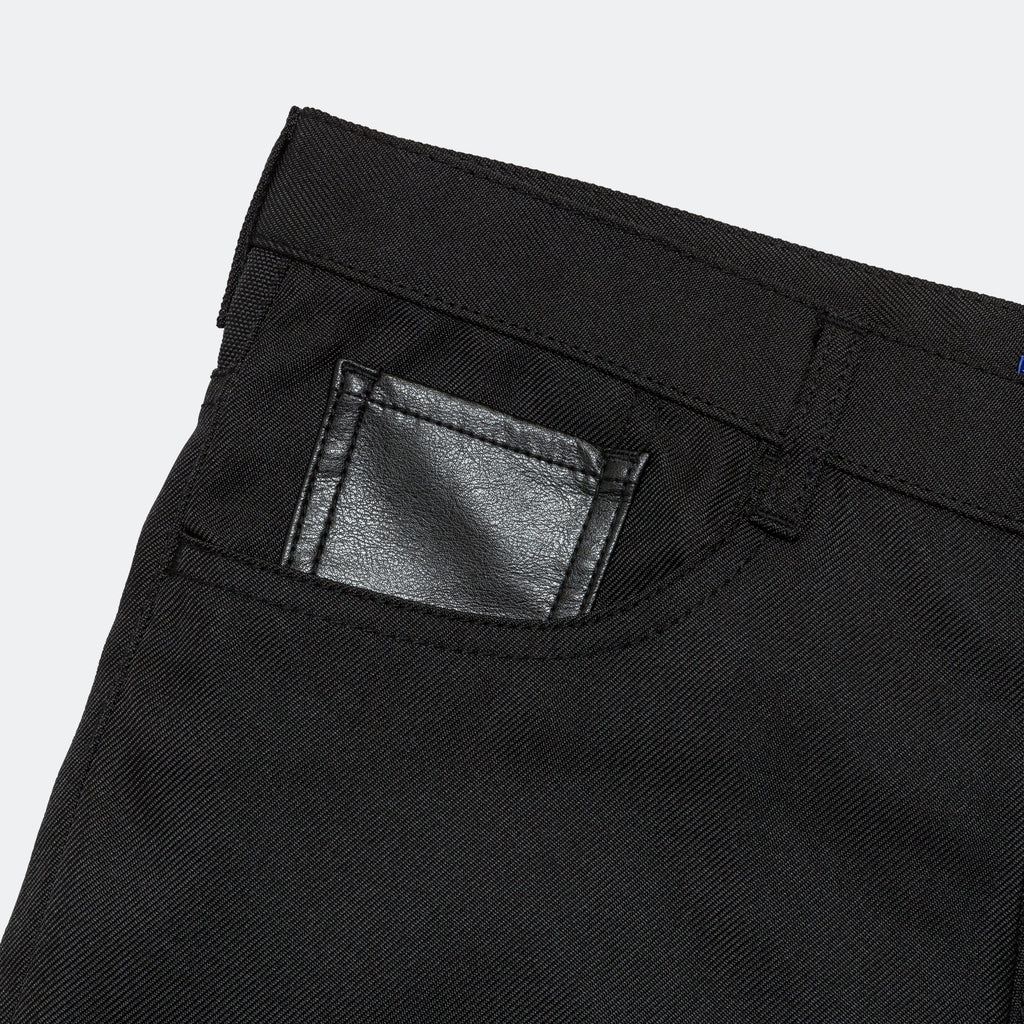 Polyester Heavy Twill × Synthetic Leather Pants - Black