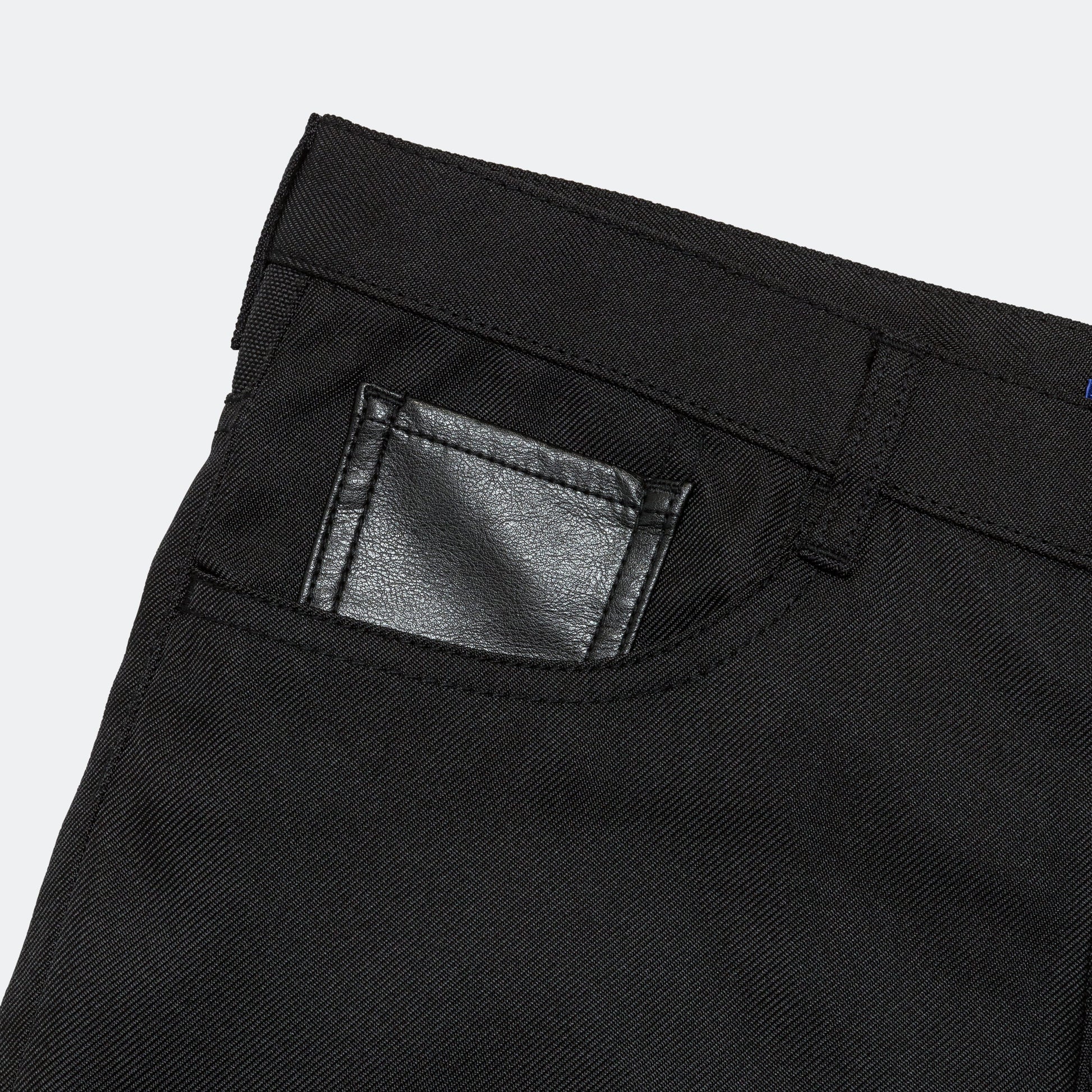 Polyester Heavy Twill × Synthetic Leather Pants - Black